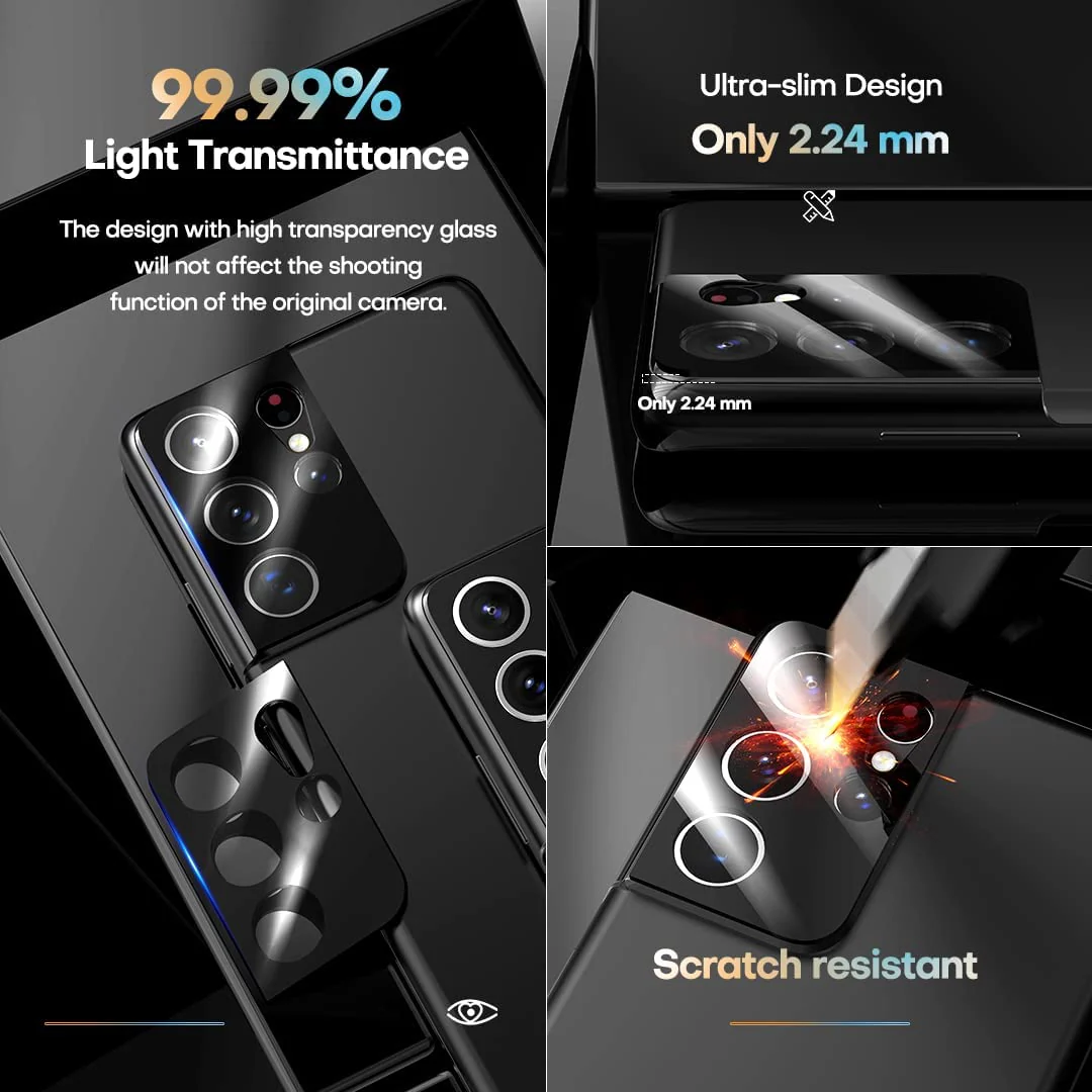 [2+2 Pack] Tauri Compatible with Samsung Galaxy S21 Ultra 5G 6.8 - inch, 2 Pack Flexible TPU Screen Protector + 2 Pack Camera Lens Protector Support Fingerprint Unlock Easy Installation Bubble Free - Image 3