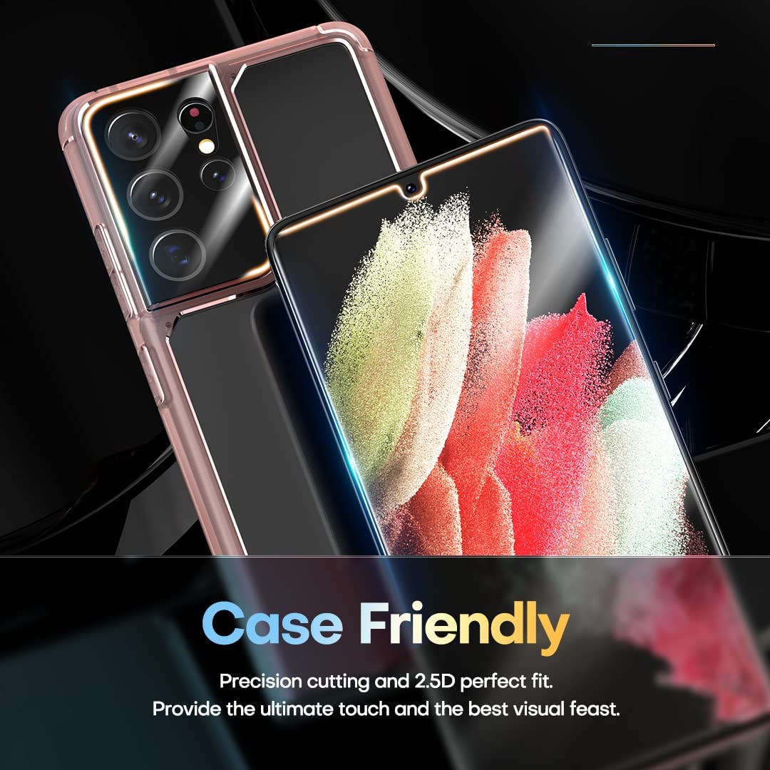 [2+2 Pack] Tauri Compatible with Samsung Galaxy S21 Ultra 5G 6.8 - inch, 2 Pack Flexible TPU Screen Protector + 2 Pack Camera Lens Protector Support Fingerprint Unlock Easy Installation Bubble Free - Image 6