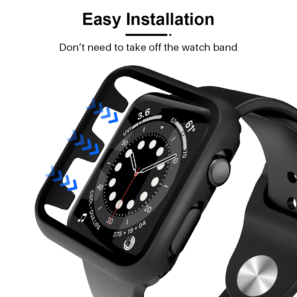 TAURI 2 Pack Hard Case Designed for Apple Watch Series 3/2/1 38mm, [Full Coverage] with 9H Tempered Glass Screen Protector [Touch Sensitive], Slim Protective Cover for iWatch 38mm - Image 4