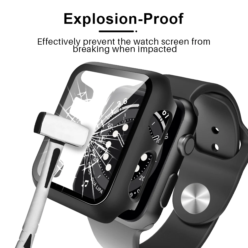 TAURI 2 Pack Hard Case Designed for Apple Watch Series 3/2/1 38mm, [Full Coverage] with 9H Tempered Glass Screen Protector [Touch Sensitive], Slim Protective Cover for iWatch 38mm - Image 5
