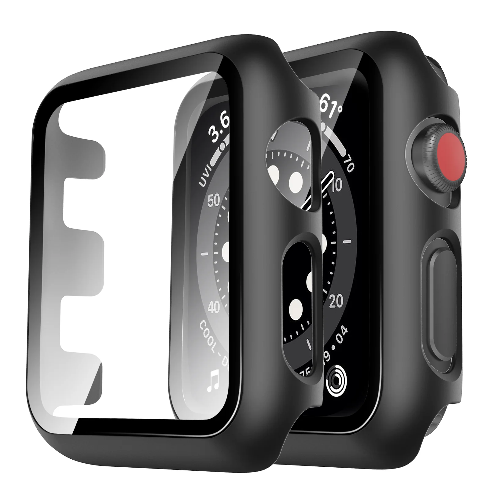 TAURI 2 Pack Hard Case Designed for Apple Watch Series 3/2/1 38mm, [Full Coverage] with 9H Tempered Glass Screen Protector [Touch Sensitive], Slim Protective Cover for iWatch 38mm - Image 8