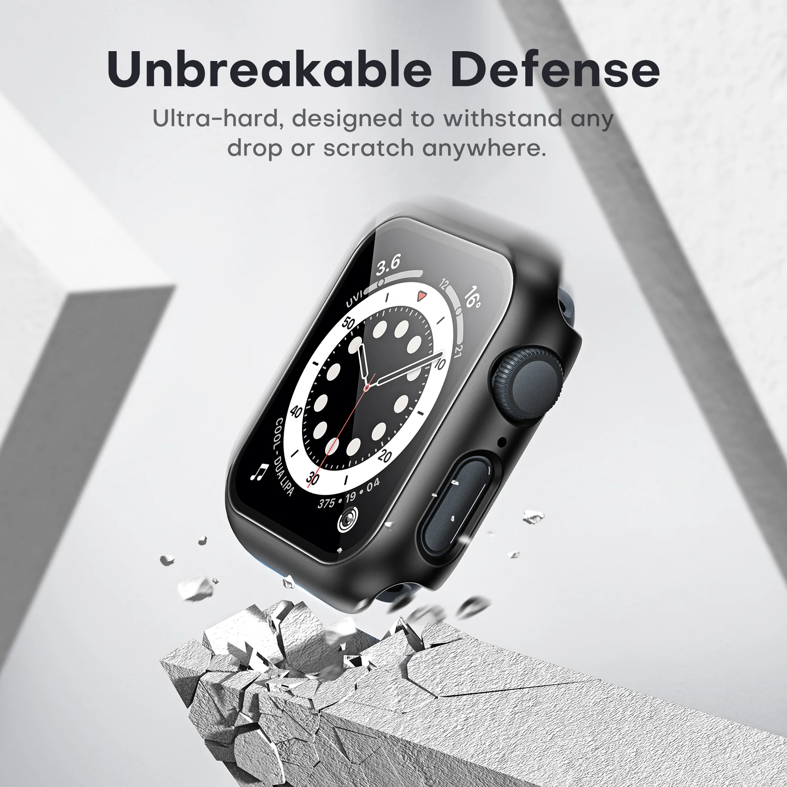 TAURI 2 Pack Hard Case Designed for Apple Watch Series SE 6 5 4 44mm [Full Protection], with 9H Tempered Glass Screen Protector [Touch Sensitive] Slim Bumper Protective Cover 44mm, Black - Image 3