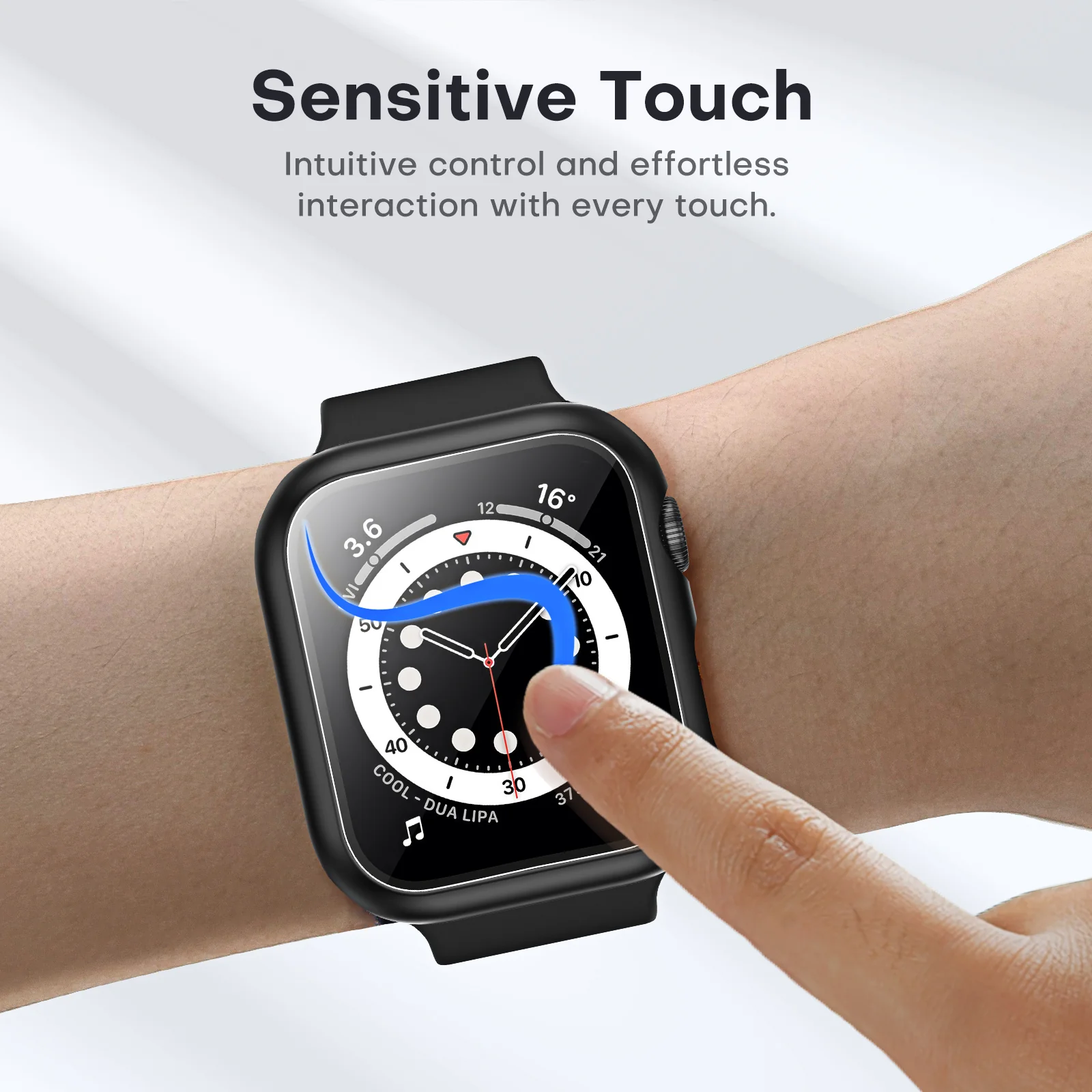 TAURI 2 Pack Hard Case Designed for Apple Watch Series SE 6 5 4 44mm [Full Protection], with 9H Tempered Glass Screen Protector [Touch Sensitive] Slim Bumper Protective Cover 44mm, Black - Image 4