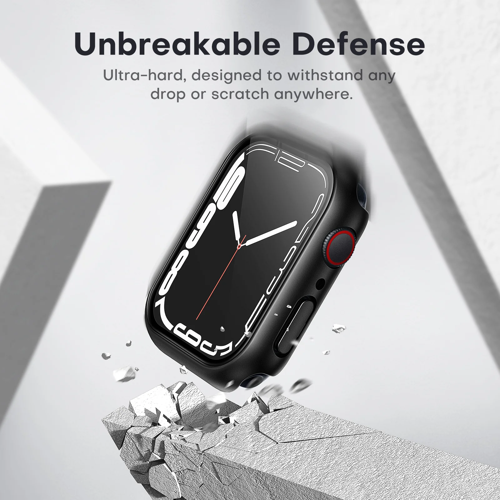 TAURI 2 Pack Hard Case Designed for Apple Watch Series 9 (2023) Series 8/7 45mm, [360° Shockproof] with 9H Tempered Glass Screen Protector, [Scratch-Resistant] Cover for iWatch 45mm - Black - Image 3