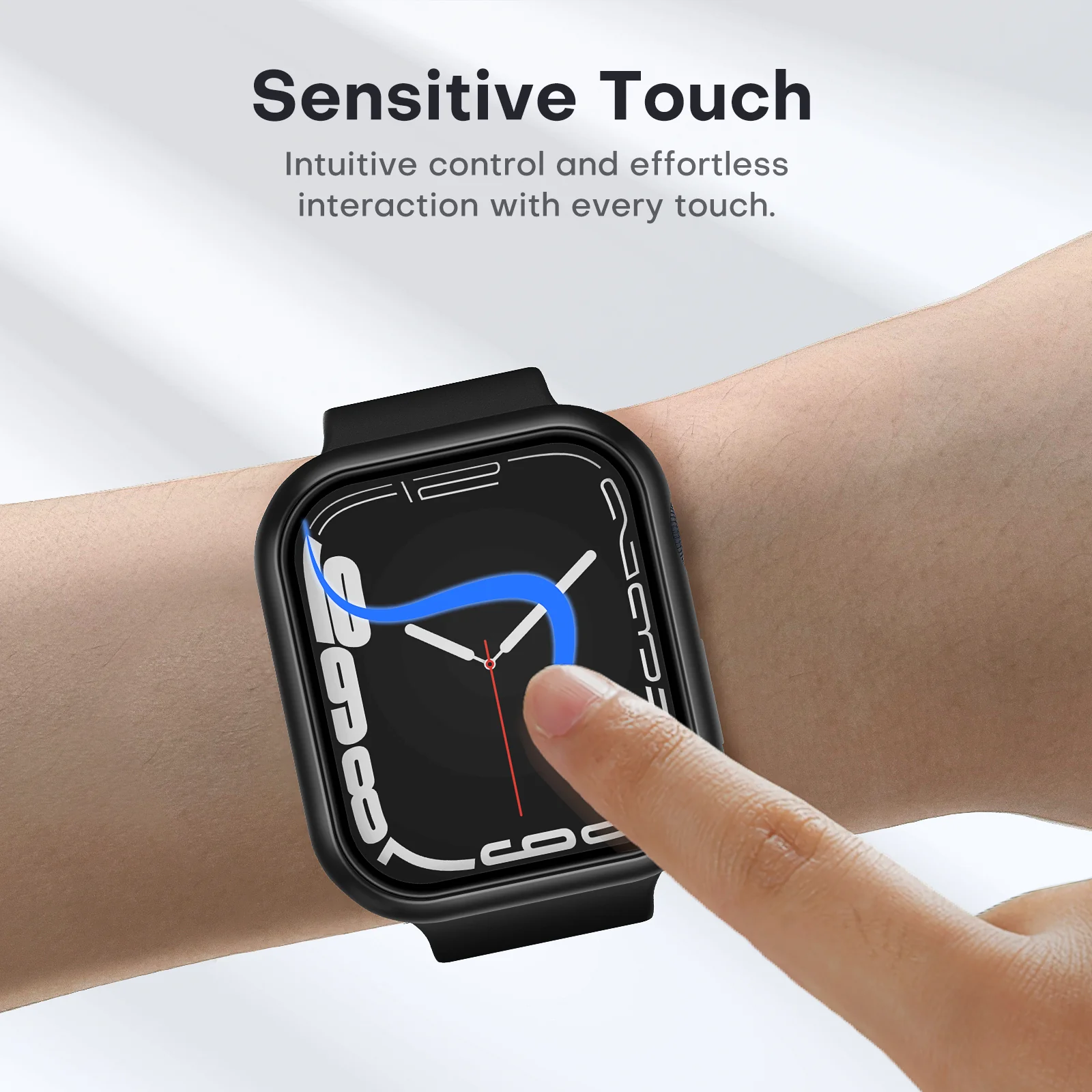 TAURI 2 Pack Hard Case Designed for Apple Watch Series 9 (2023) Series 8/7 45mm, [360° Shockproof] with 9H Tempered Glass Screen Protector, [Scratch-Resistant] Cover for iWatch 45mm - Black - Image 4