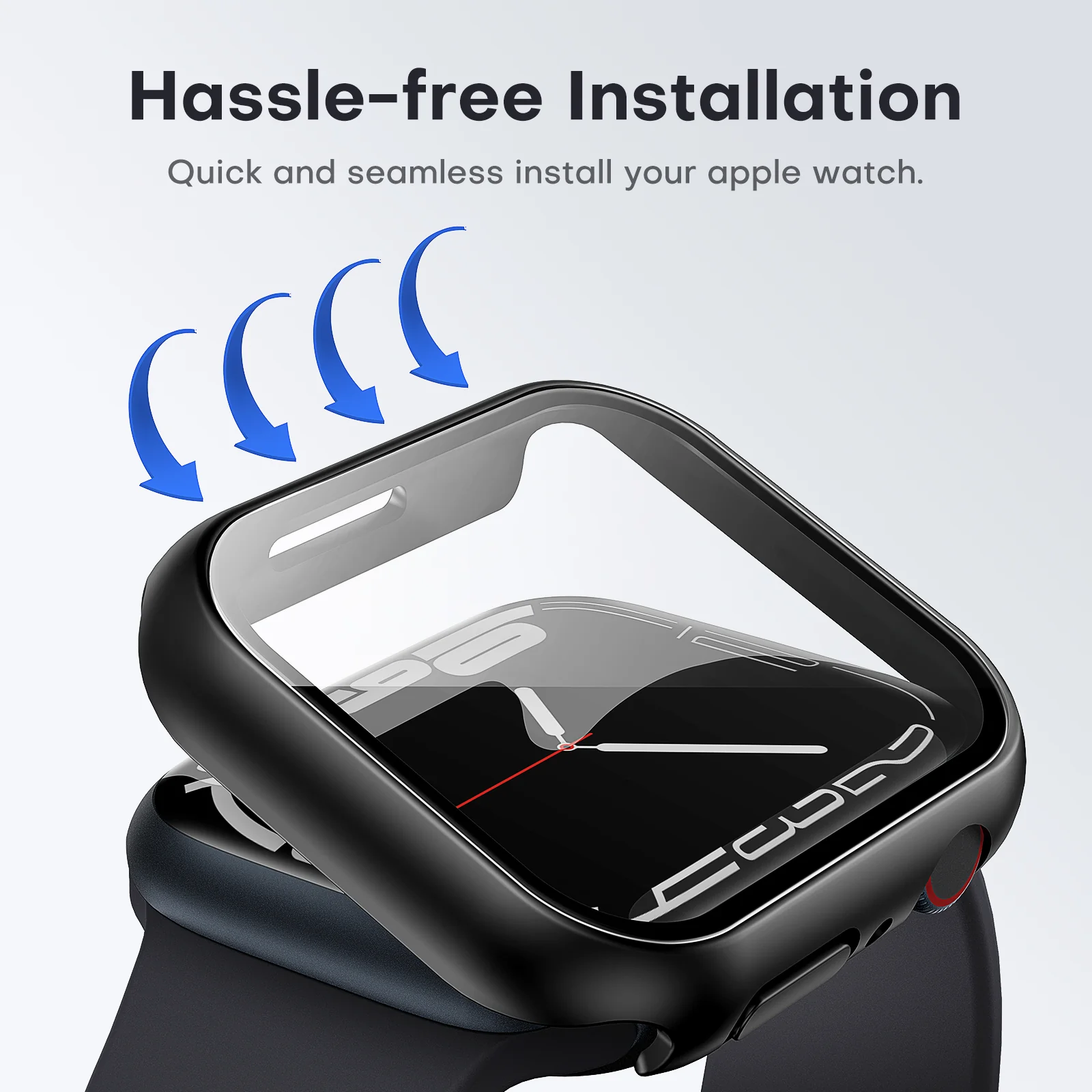 TAURI 2 Pack Hard Case Designed for Apple Watch Series 9 (2023) Series 8/7 45mm, [360° Shockproof] with 9H Tempered Glass Screen Protector, [Scratch-Resistant] Cover for iWatch 45mm - Black - Image 7