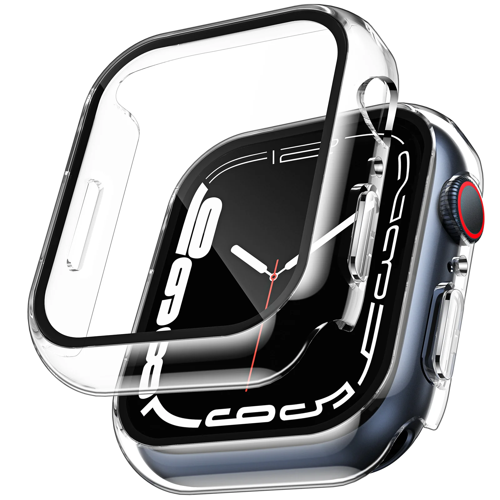 TAURI 2 Pack Hard Case Designed for Apple Watch Series 9 (2023) Series 8/7 45mm, [360° Shockproof] with 9H Tempered Glass Screen Protector, [Scratch-Resistant] Cover for iWatch 45mm - Black - Image 9