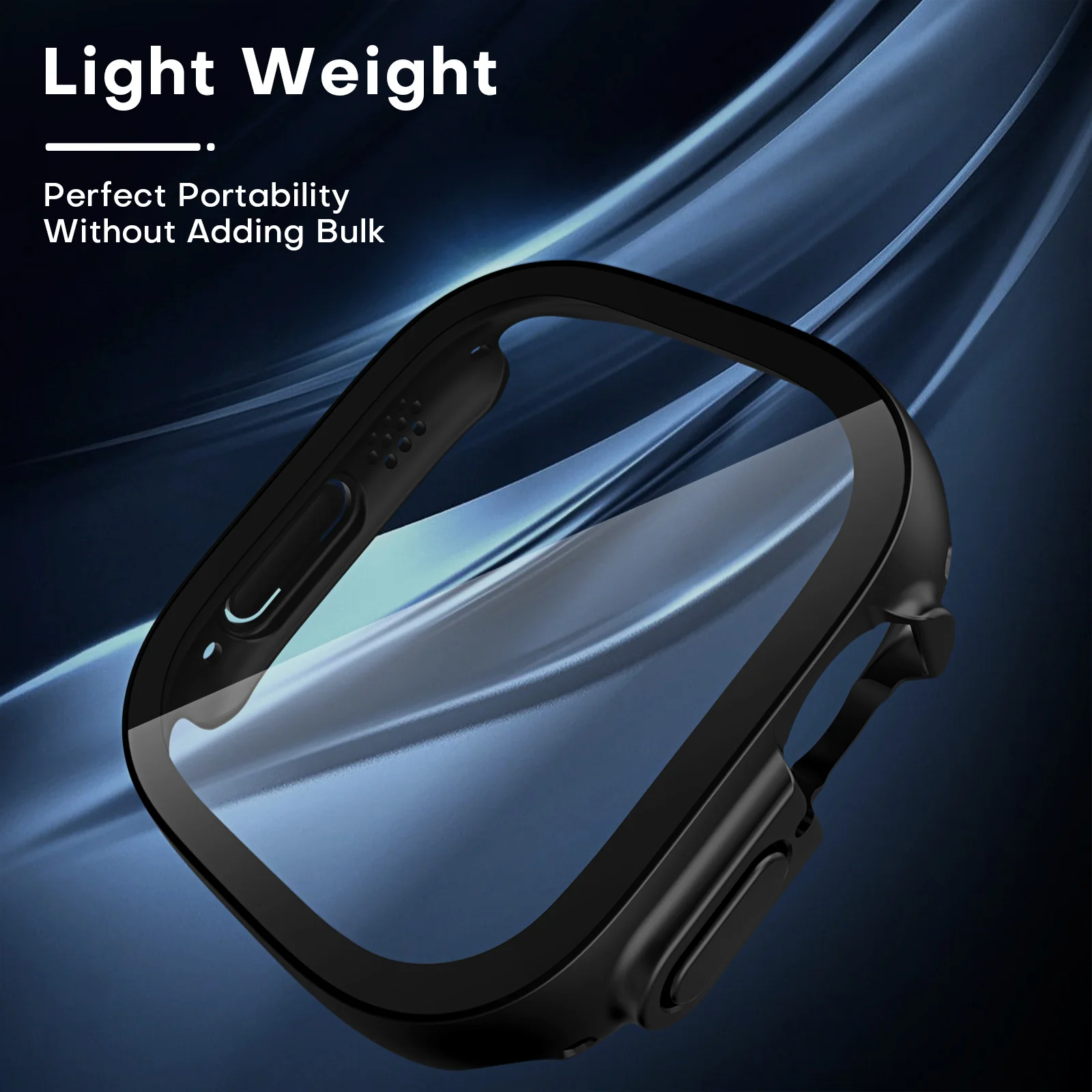 TAURI 2 Pack Hard Case Designed for Apple Watch Ultra 2 (2023) / Ultra 1 49mm, with 9H [HD Clear] Tempered Glass Screen Protector, [Full Protection] Slim Cover for iWatch 49mm - Black - Image 7
