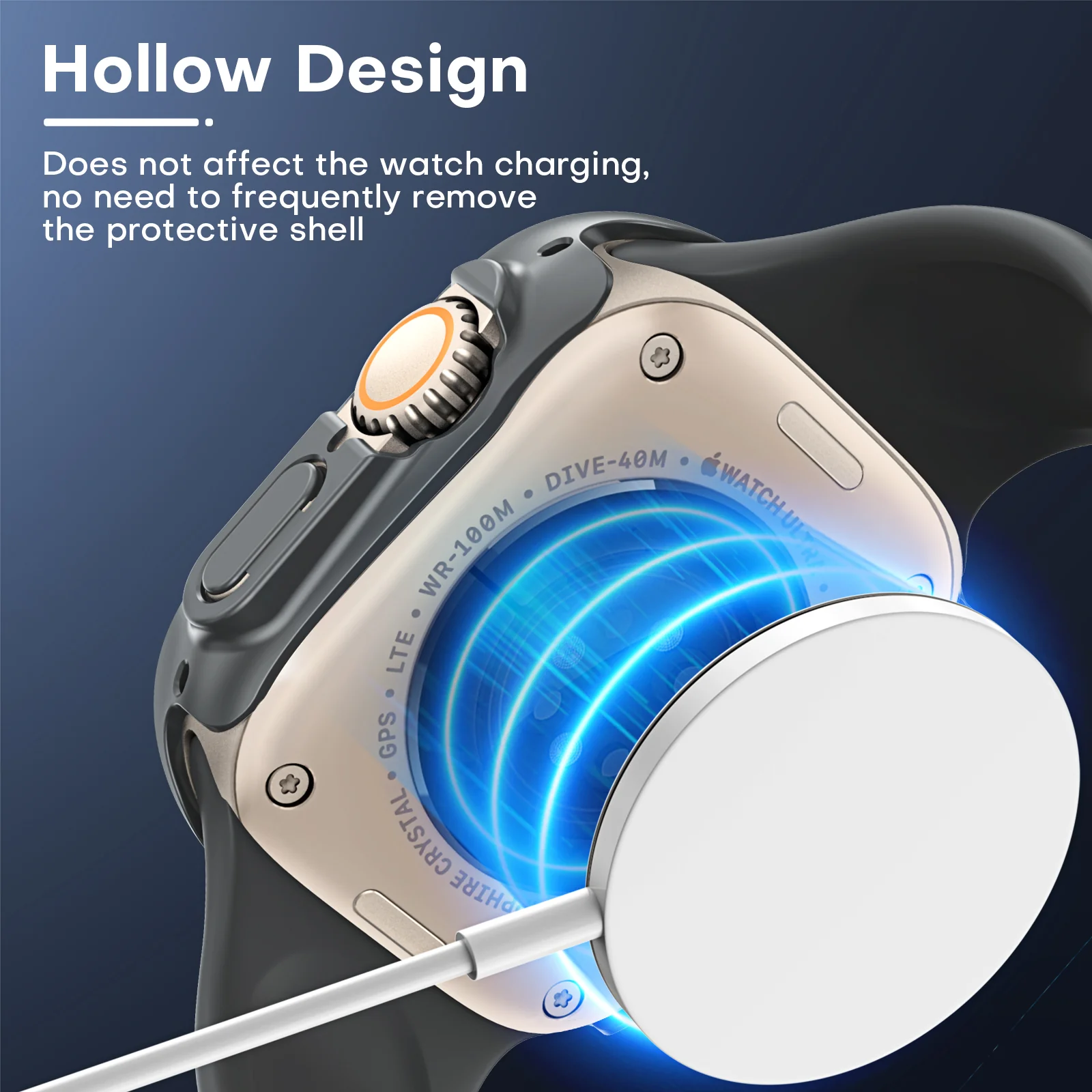 TAURI 2 Pack Hard Case Designed for Apple Watch Ultra 2 / Ultra 1 49mm with 9H Tempered Glass Screen Protector, [Touch Sensitive] [Full Coverage] Slim Bumper Protective Cover for iWatch 49mm- Grey - Image 3