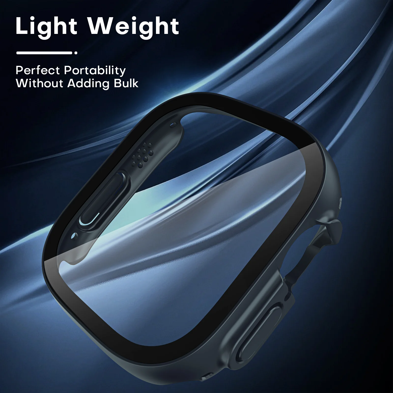 TAURI 2 Pack Hard Case Designed for Apple Watch Ultra 2 / Ultra 49mm, with 9H Tempered Glass Screen Protector, [Touch Sensitive] [Full Coverage] Slim Bumper Protective Cover for iWatch 49mm - Blue - Image 6