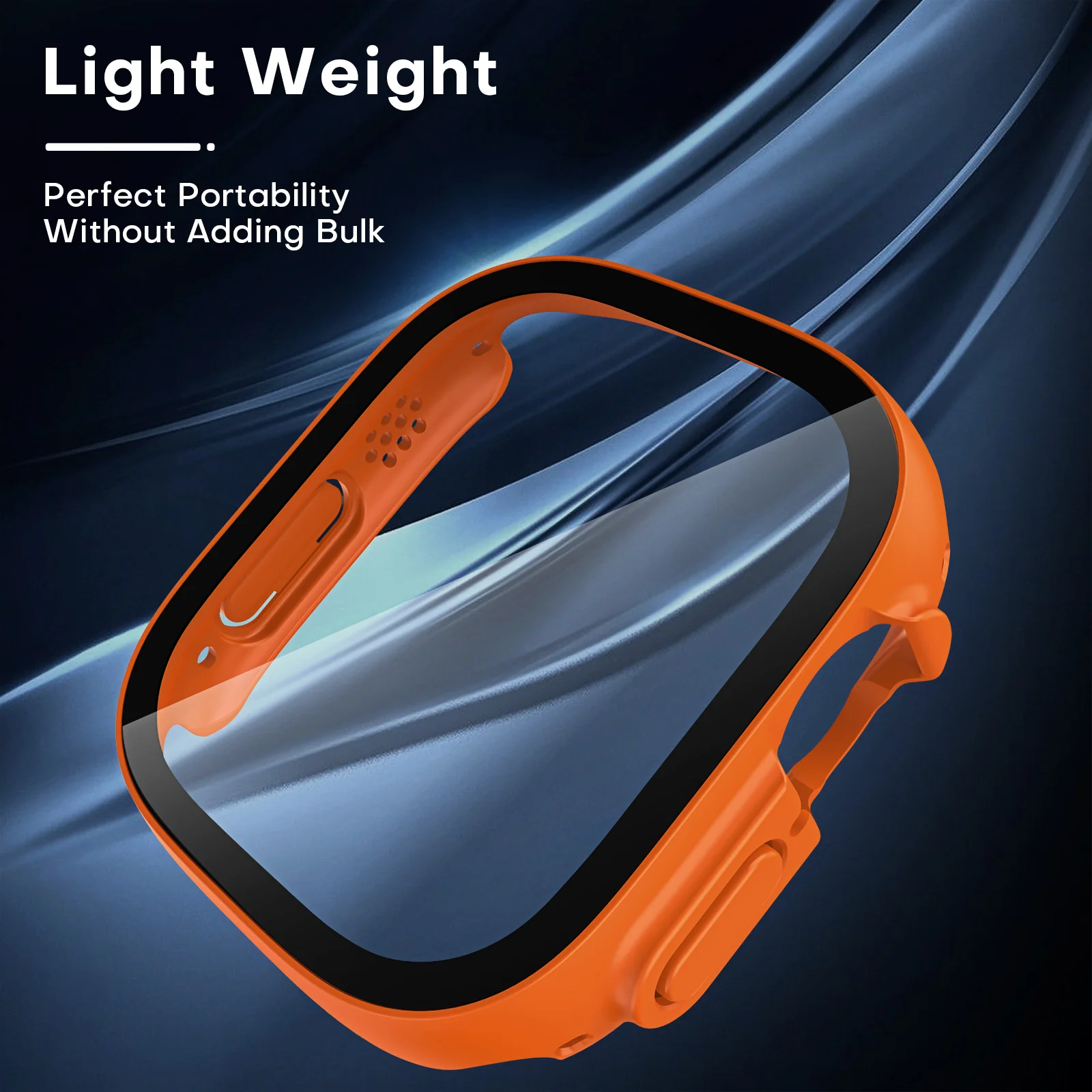 TAURI 2 Pack Hard Case Designed for Apple Watch Ultra 2 / Ultra 49mm, with 9H Tempered Glass Screen Protector, [Touch Sensitive] [Full Coverage] Slim Bumper Protective Cover for iWatch 49mm - Orange - Image 6