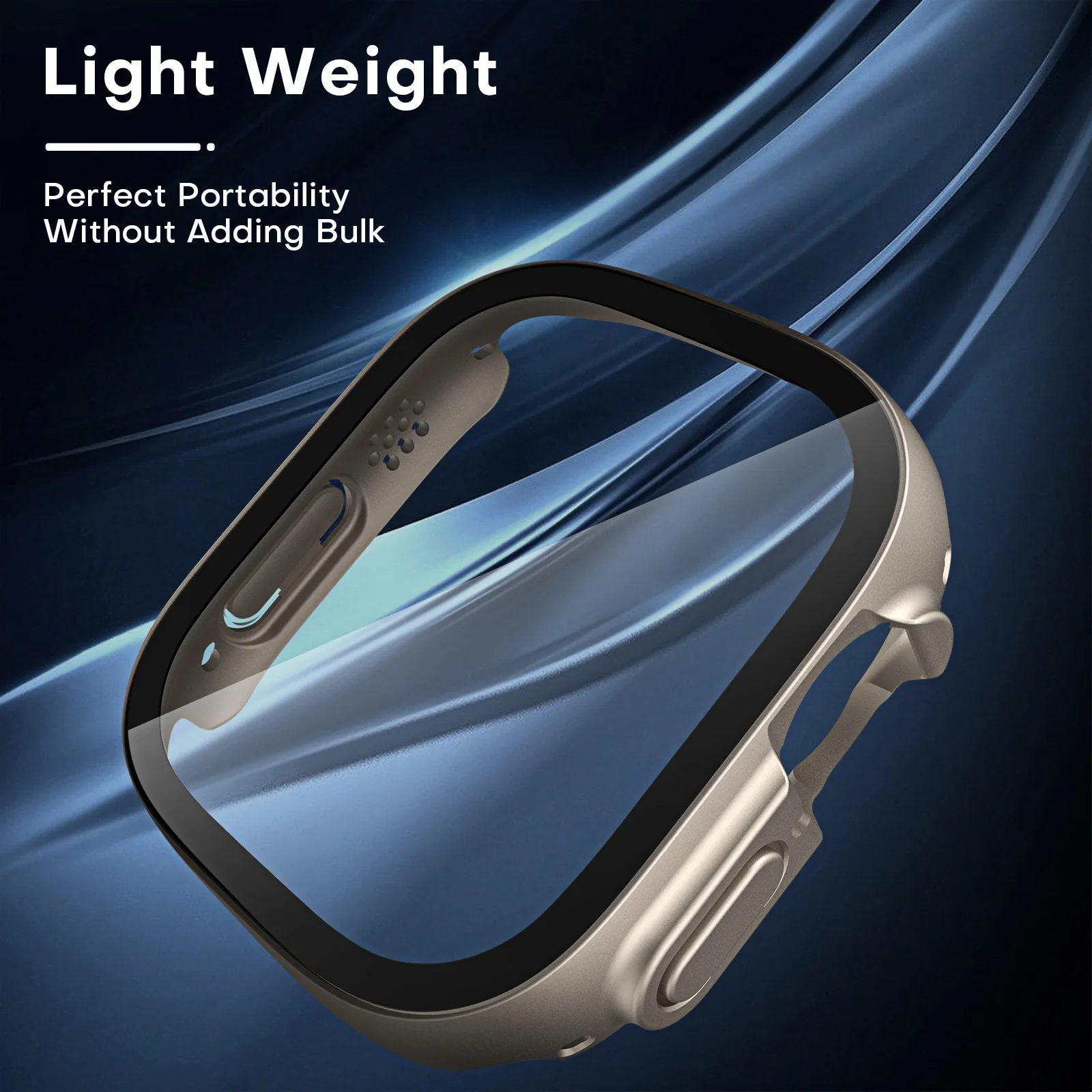 TAURI 2 Pack Hard Case Designed for Apple Watch Ultra 49mm with 9H Tempered Glass Screen Protector, [Touch Sensitive] [Full Coverage] Slim Bumper Protective Cover for iWatch 49mm- Titanium - Image 6