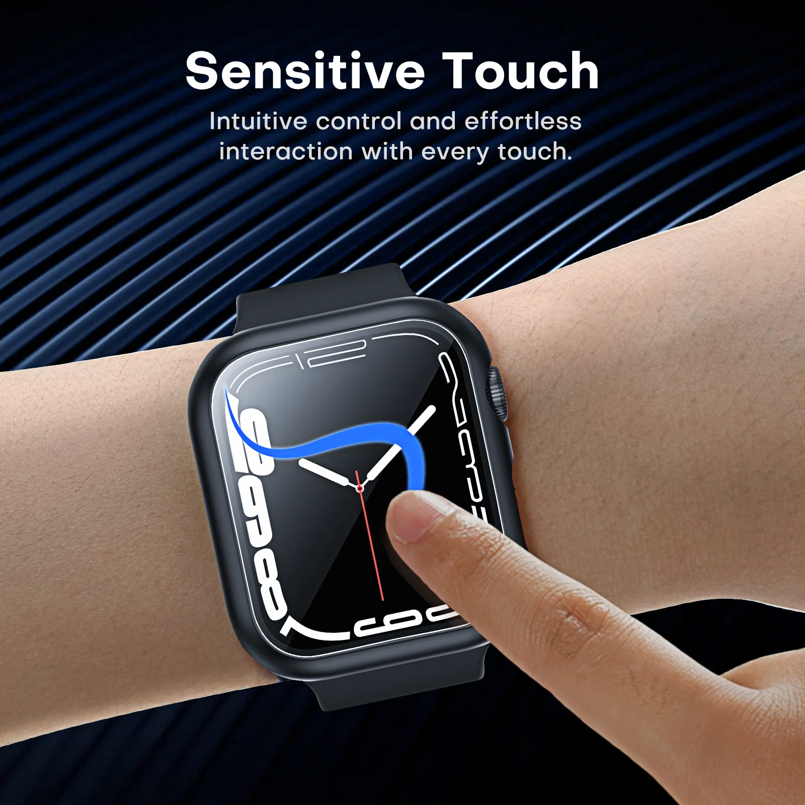 TAURI 2 Pack Waterproof Case Designed for Apple Watch Series 9 (2023) Series 8/7 41mm, [IP67 Waterproof Certified] with 9H Tempered Glass Screen Protector, [Full Protection] Slim Cover 41mm - Black - Image 4