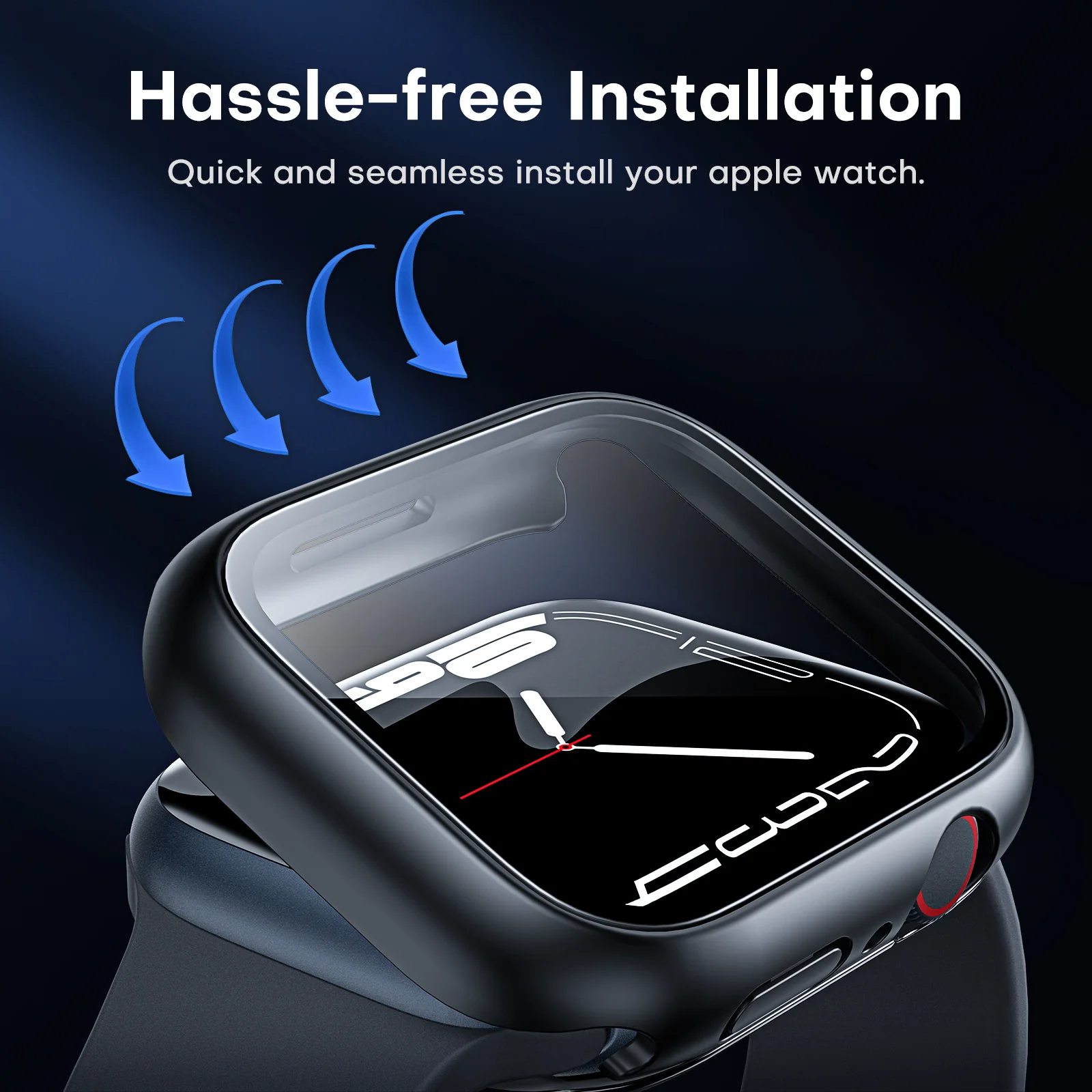 TAURI 2 Pack Waterproof Case Designed for Apple Watch Series 9 (2023) Series 8/7 41mm, [IP67 Waterproof Certified] with 9H Tempered Glass Screen Protector, [Full Protection] Slim Cover 41mm - Black - Image 7