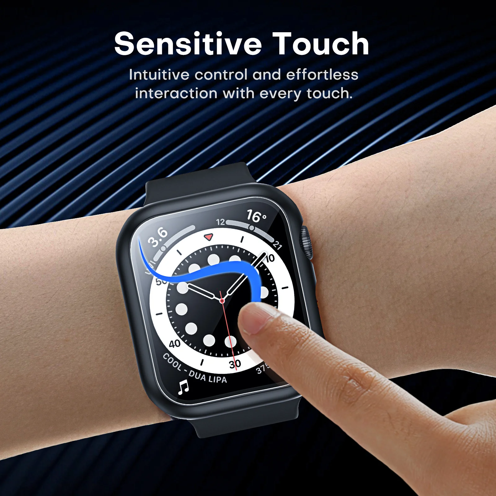 TAURI 2 Pack Waterproof Case Designed for Apple Watch Series SE/6/5/4 44mm, [IP67 Waterproof Certified] with 9H Tempered Glass Screen Protector, [Full Protection] Slim Cover for iWatch 44mm - Black - Image 6