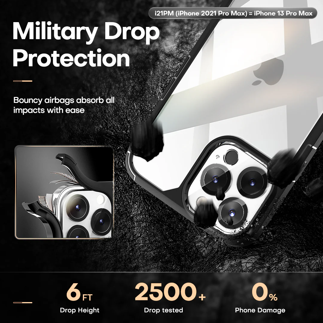 TAURI [3 in 1] Defender Designed for 13 Pro Max Case 6.7 Inch, with 2 Pack Tempered Glass Screen Protector + 2 Pack Camera Lens Protector [Military Grade Protection] Shockproof Slim Thin - Image 3