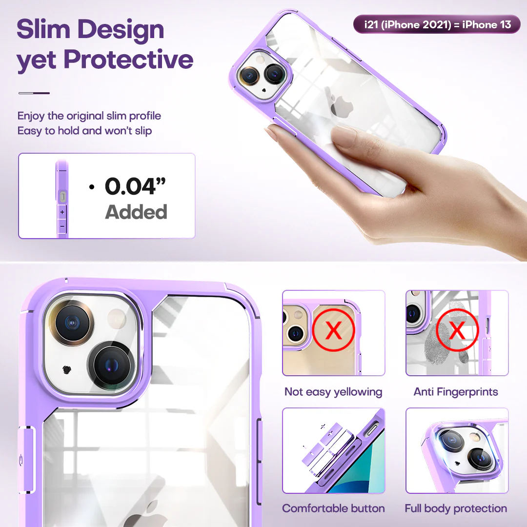 TAURI [3 in 1] Defender Designed for iPhone 13 Case 6.1 Inch, with 2 Pack Tempered Glass Screen Protector + 2 Pack Camera Lens Protector [Military Grade Protection] Shockproof Slim Thin - Image 5