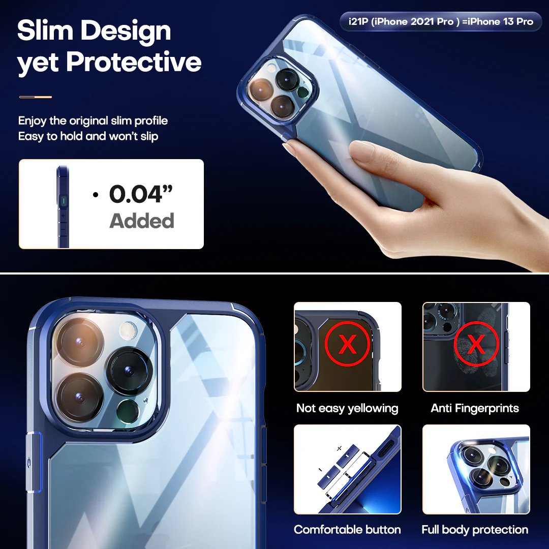 TAURI [3 in 1] Defender Designed for iPhone 13 Pro Case 6.1 Inch, with 2 Pack Tempered Glass Screen Protector + 2 Pack Camera Lens Protector [Military Grade Protection] Shockproof Slim Thin - Image 5