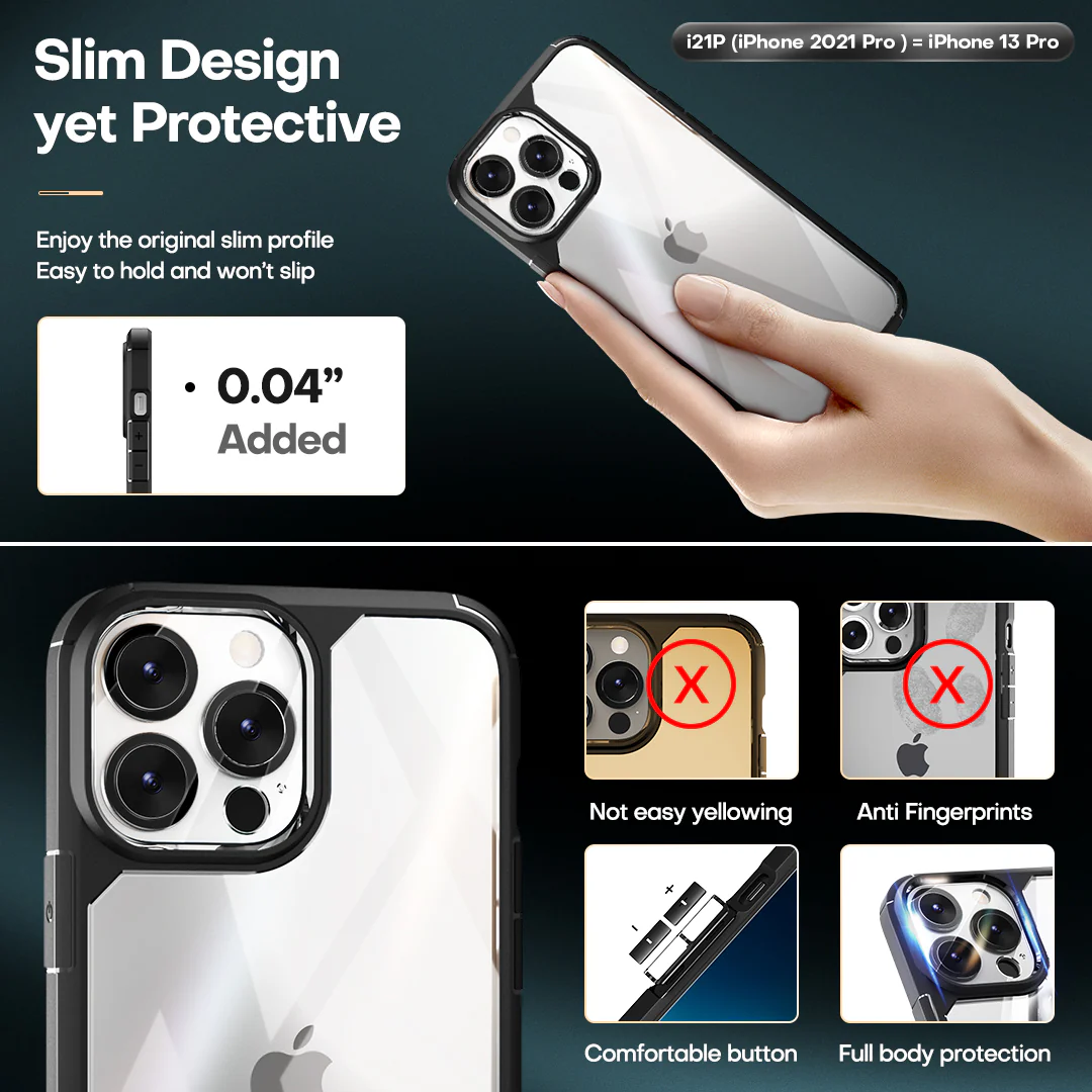 TAURI [3 in 1] Defender Designed for iPhone 13 Pro Case 6.1 Inch, with 2 Pack Tempered Glass Screen Protector + 2 Pack Camera Lens Protector [Military Grade Protection] Shockproof Slim Thin - Image 5