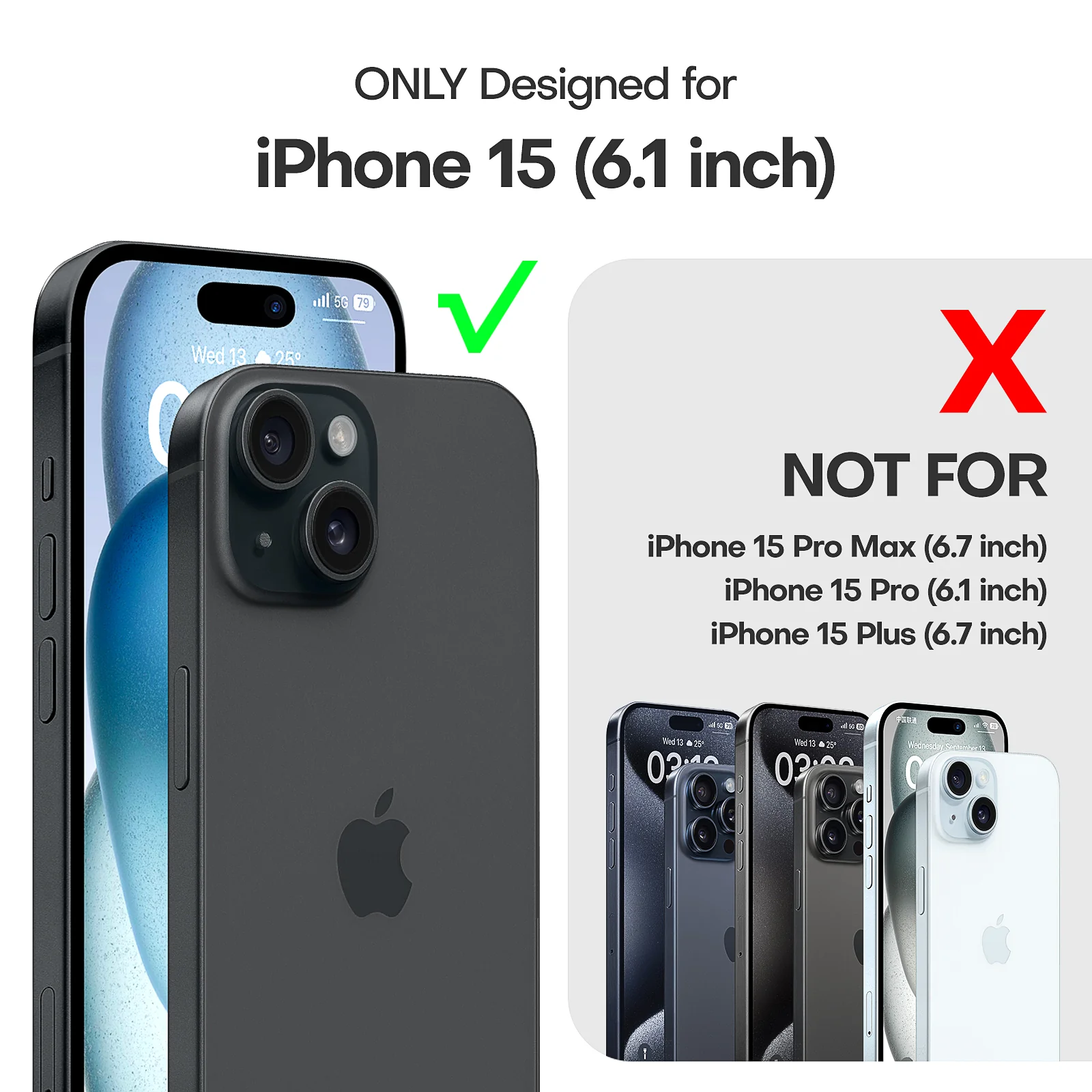 TAURI 360°Rotatable Magnetic Ring for iPhone 15 Case Black, [Designed for Magsafe] with Stand & Ring Holder, Translucent Matte Shockproof Slim Phone Case for iPhone 15, 6.1" - Image 2