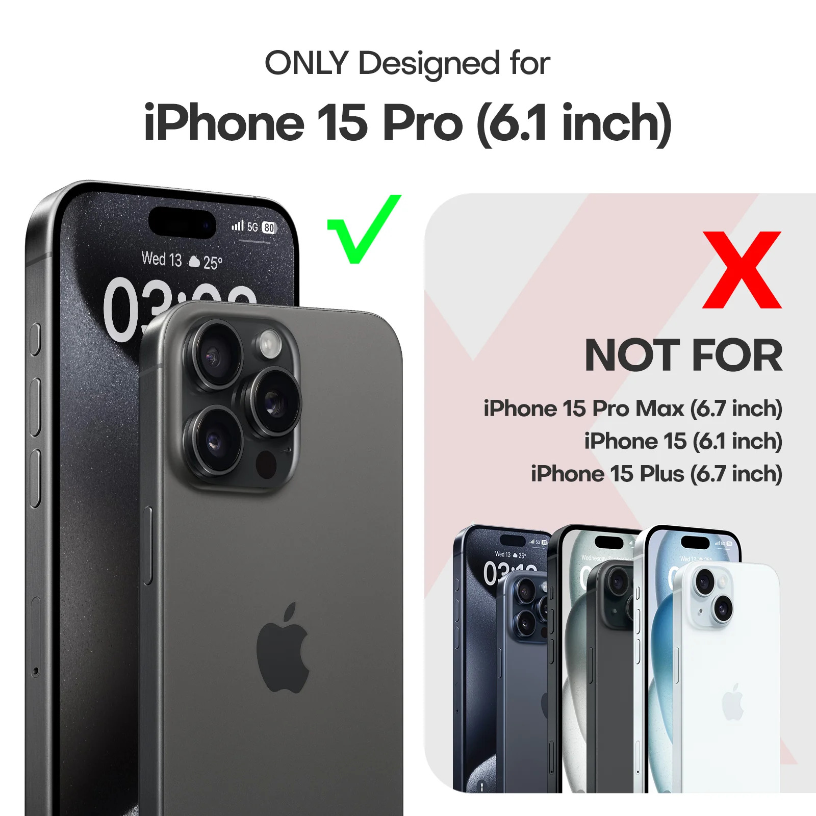 TAURI 360°Rotatable Magnetic Ring for iPhone 15 Pro Case Black, [Designed for Magsafe] with Stand & Ring Holder, Translucent Matte Shockproof Slim Phone Case for iPhone 15 Pro, 6.1" - Image 6