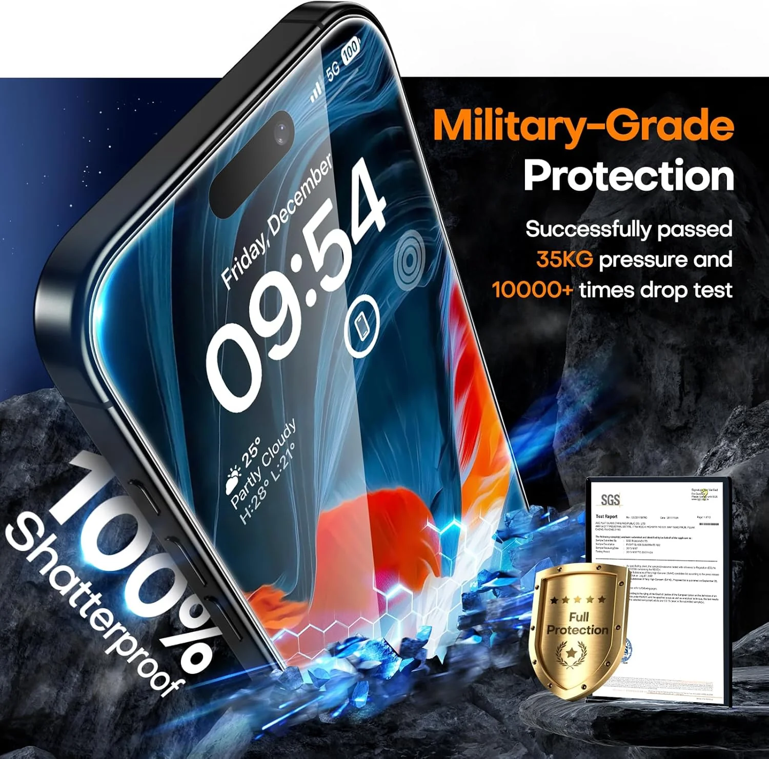 TAURI 4 in 1 for iPhone 16 Pro Screen Protector, 3 Pack Tempered Glass Film + 1 Dust Free Easy Installation Tool, 9H Hardness Bubble Free Micro-curved Edges HD Screen Protector for 16 Pro - Image 6