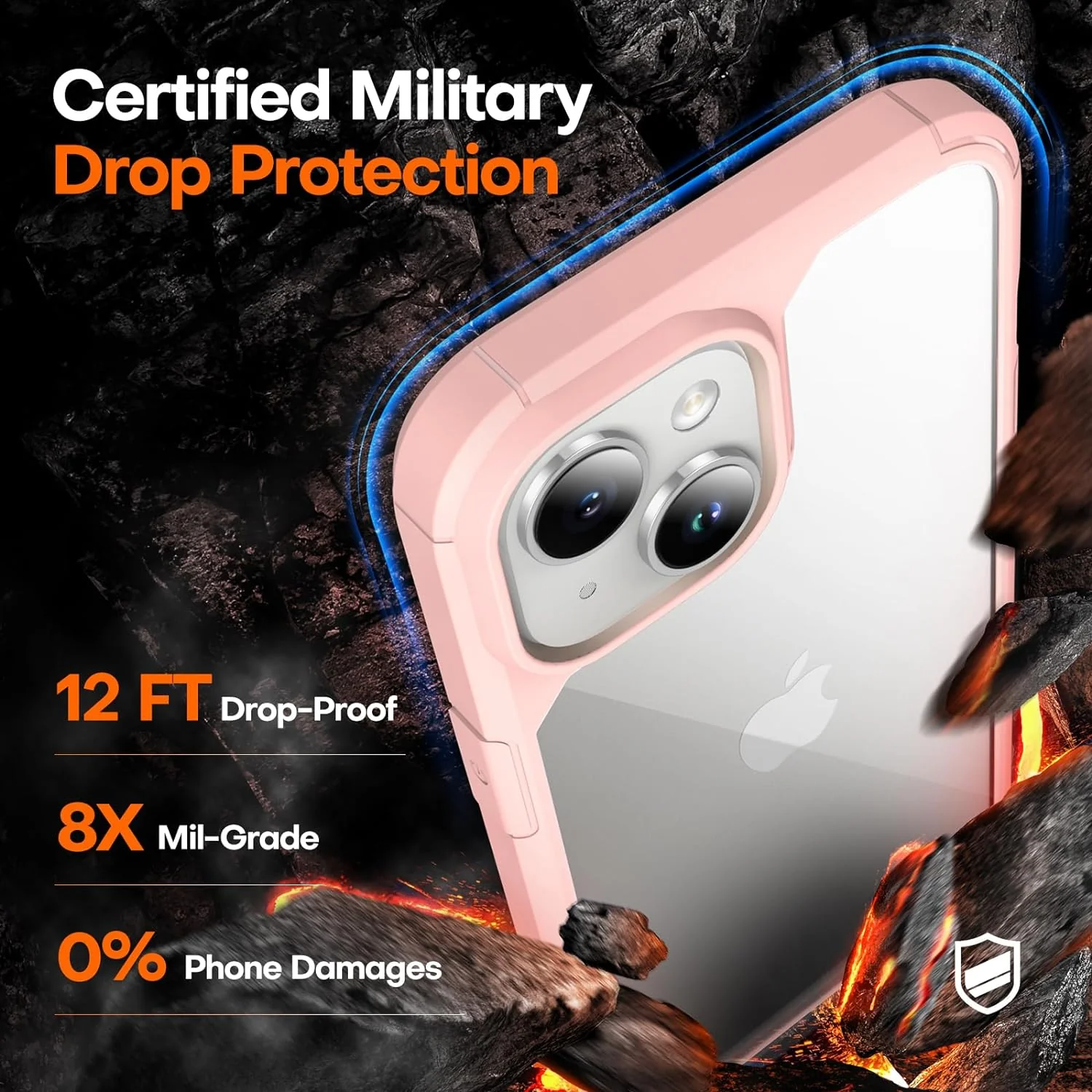 TAURI 5 in 1 Designed for iPhone 15 Plus Case, [Not-Yellowing] with 2X Tempered Glass Screen Protector + 2X Camera Lens Protector, [Military-Grade Drop Protection] Slim Phone Case 6.7 Inch Pink - Image 4