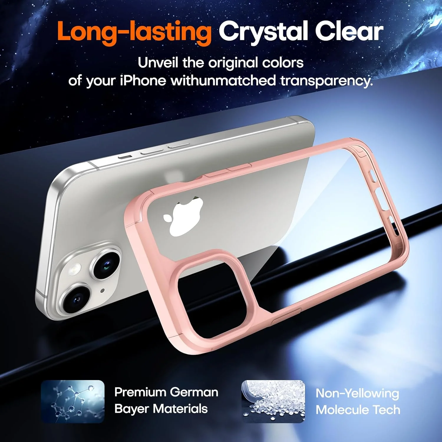 TAURI 5 in 1 Designed for iPhone 15 Plus Case, [Not-Yellowing] with 2X Tempered Glass Screen Protector + 2X Camera Lens Protector, [Military-Grade Drop Protection] Slim Phone Case 6.7 Inch Pink - Image 5