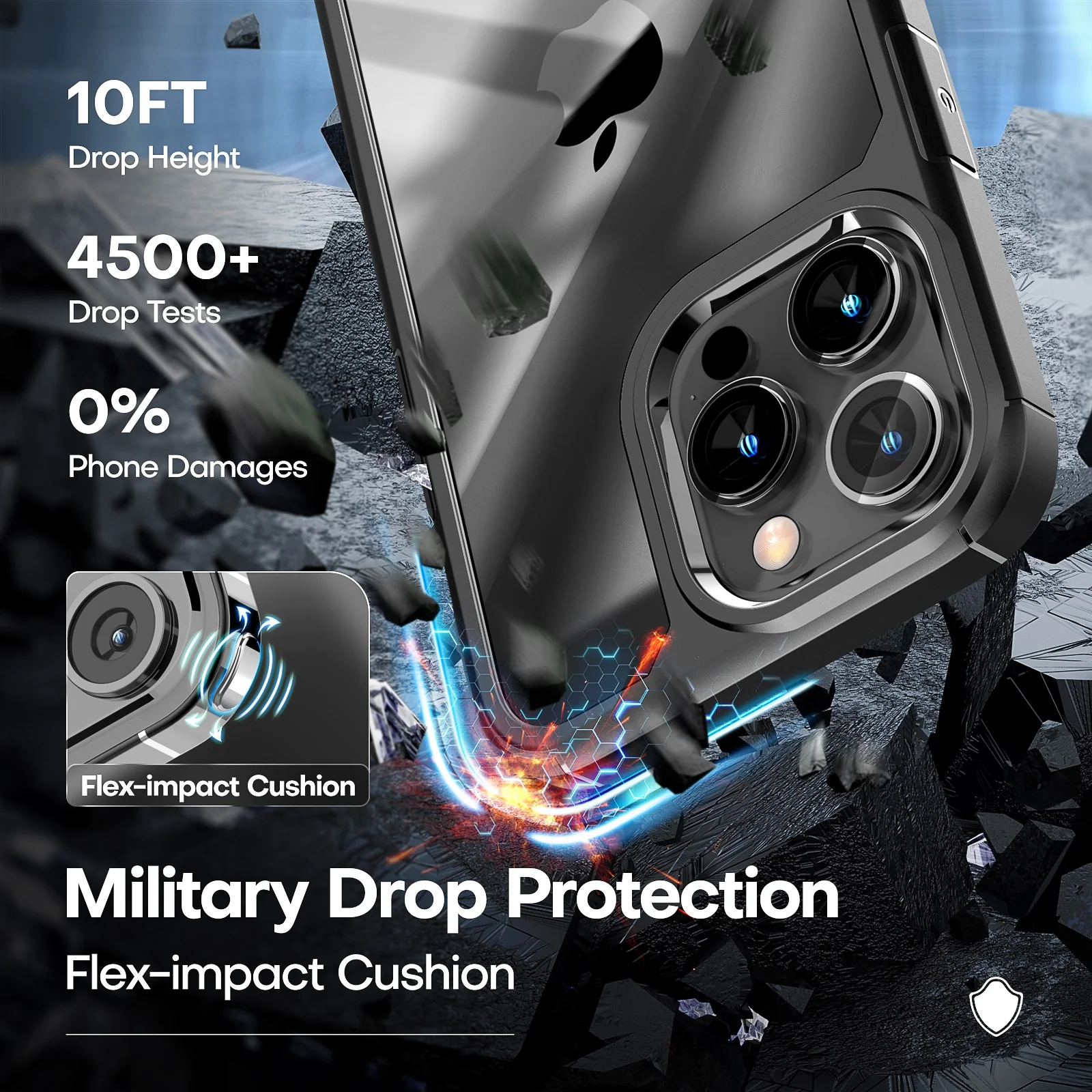 TAURI [5 in 1] for iPhone 14 Plus Case [Not Yellowing], with 2 Tempered Glass Screen Protectors+2 Camera Lens Protectors [Military Grade Protection] Shockproof Slim iPhone 14 Plus Case 6.7 Inch-Black - Image 4