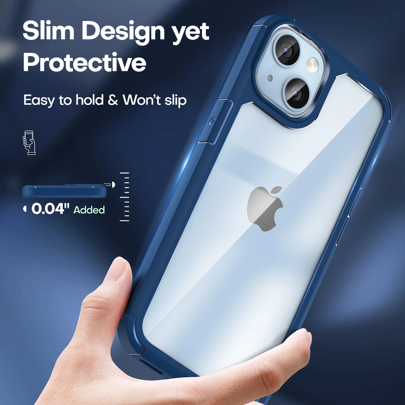 TAURI [5 in 1] for iPhone 14 Plus Case [Not Yellowing], with 2 Tempered Glass Screen Protectors+2 Camera Lens Protectors [Military Grade Protection] Shockproof Slim iPhone 14 Plus Case 6.7 Inch-Blue - Image 6