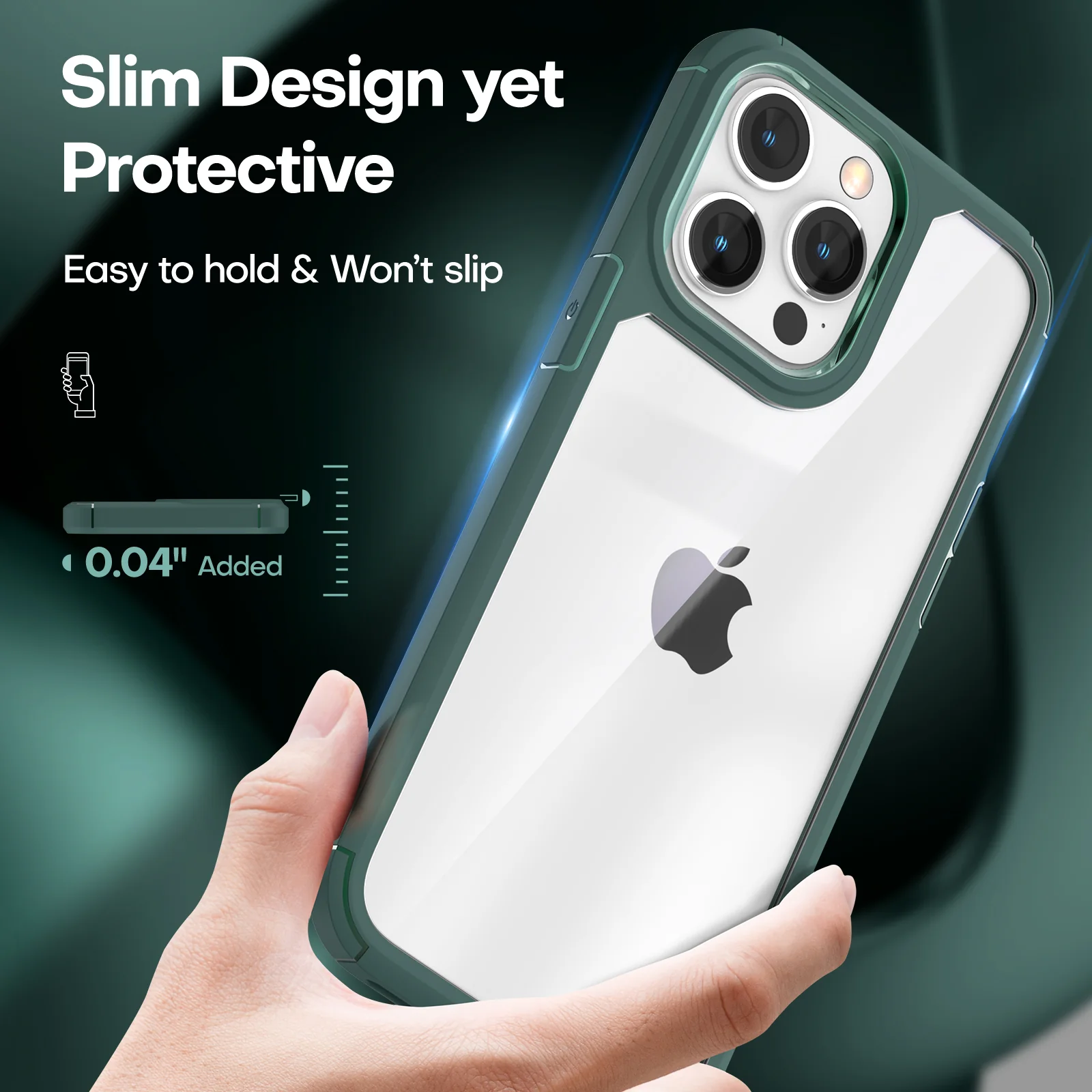 TAURI [5 in 1] for iPhone 14 Pro Case, [Not Yellowing] with 2X Tempered Glass Screen Protector + 2X Camera Lens Protector, [Military Grade Drop Protection] Shockproof Slim Phone Case 6.1 Inch, Green - Image 6