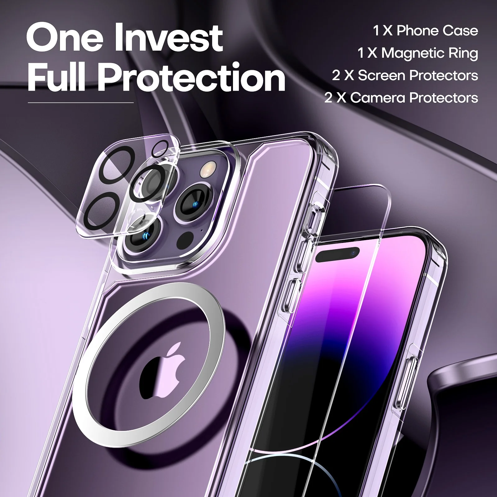 TAURI [5 in 1] for iPhone 14 Pro Max Case [Not Yellowing], with 2 Tempered Glass Screen Protectors + 2 Camera Lens Protectors [Military Grade Protection] Shockproof Slim 14 Pro Max 6.7 Inch, Clear - Image 3