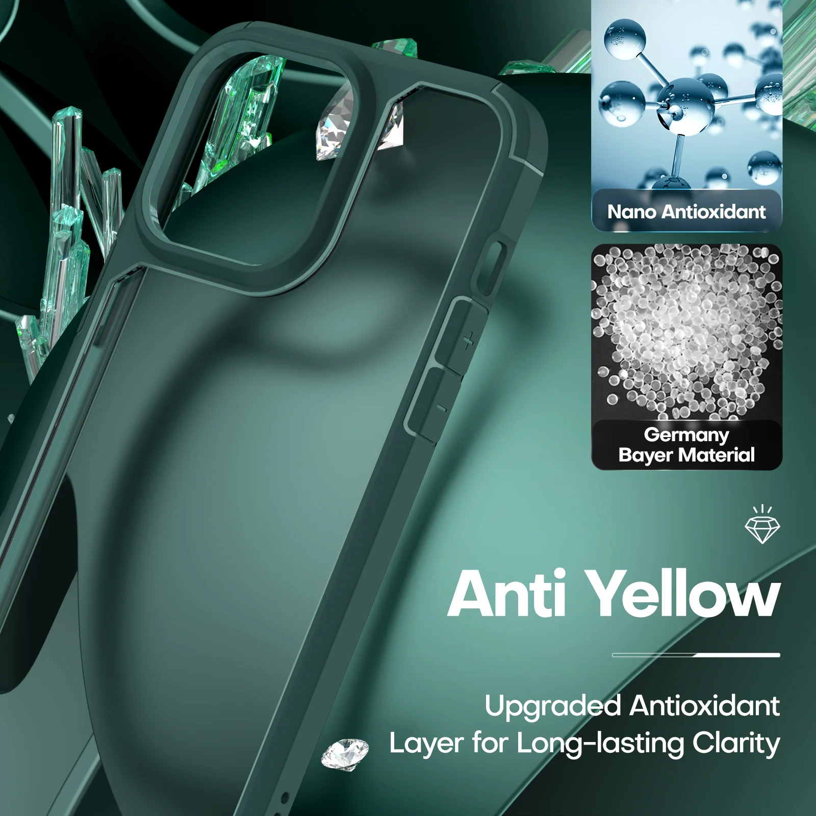 TAURI [5 in 1] for iPhone 14 Pro Max Case [Not Yellowing], with 2 Tempered Glass Screen Protectors + 2 Camera Lens Protectors [Military Grade Protection] Shockproof Slim 14 Pro Max 6.7 Inch, Green - Image 5