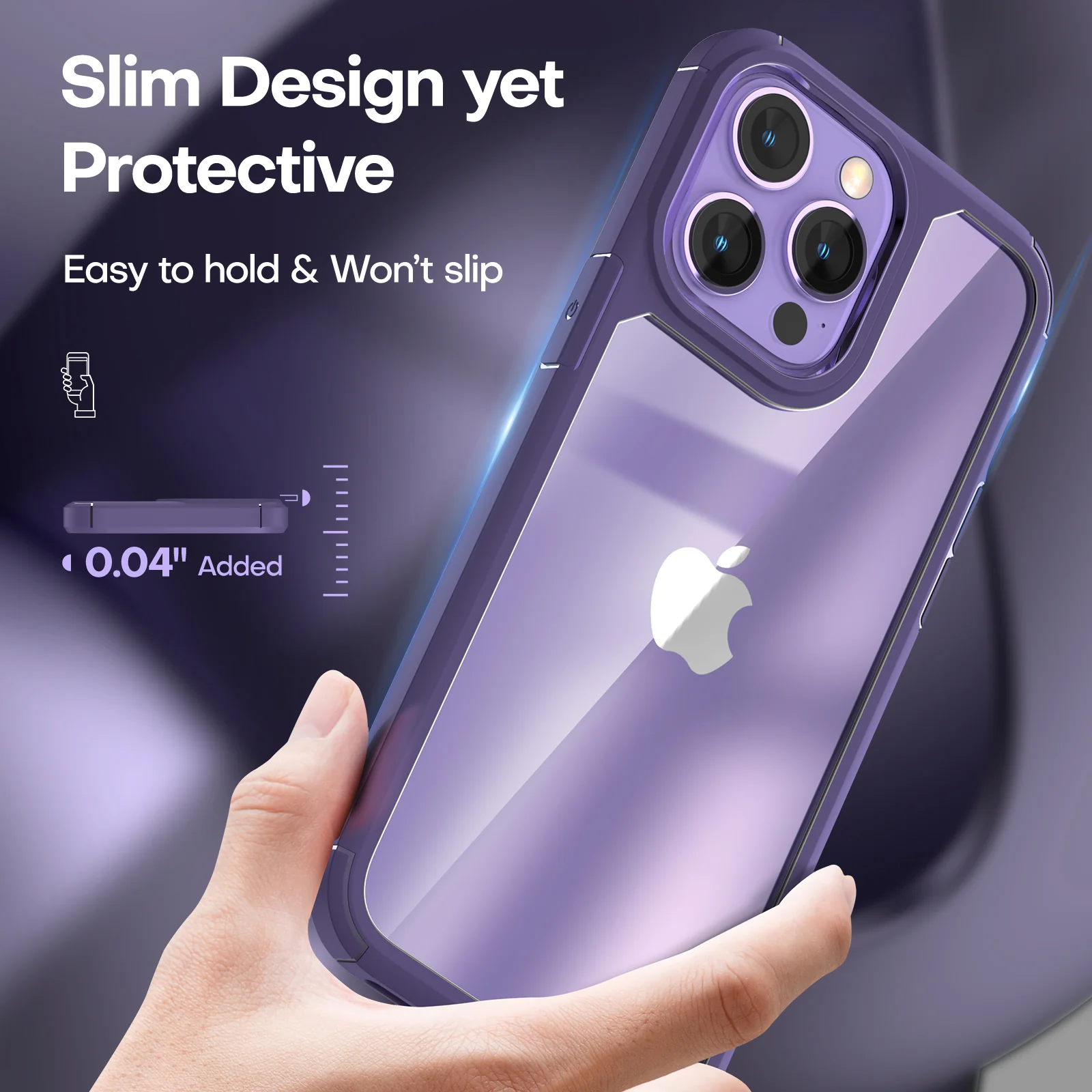 TAURI [5 in 1] for iPhone 14 Pro Max Case [Not Yellowing], with 2 Tempered Glass Screen Protectors + 2 Camera Lens Protectors [Military Grade Protection] Shockproof Slim 14 Pro Max 6.7 Inch, Purple - Image 6
