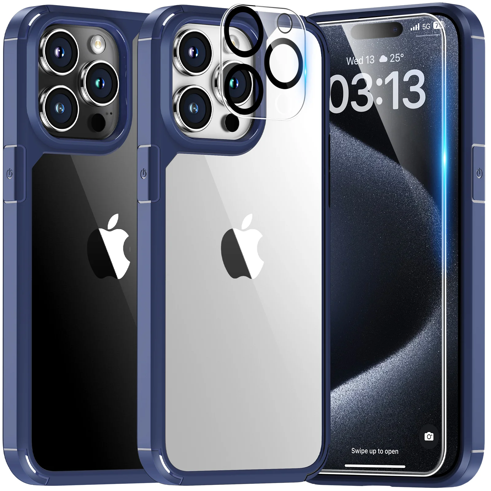 TAURI 5 in 1 for iPhone 15 Pro Case Clear, [Not-Yellowing] with 2X Screen Protector + 2X Camera Lens Protector, [15 FT Military Grade Protection] Slim Shockproof Case for iPhone 15 Pro 6.1 Inch - Image 10