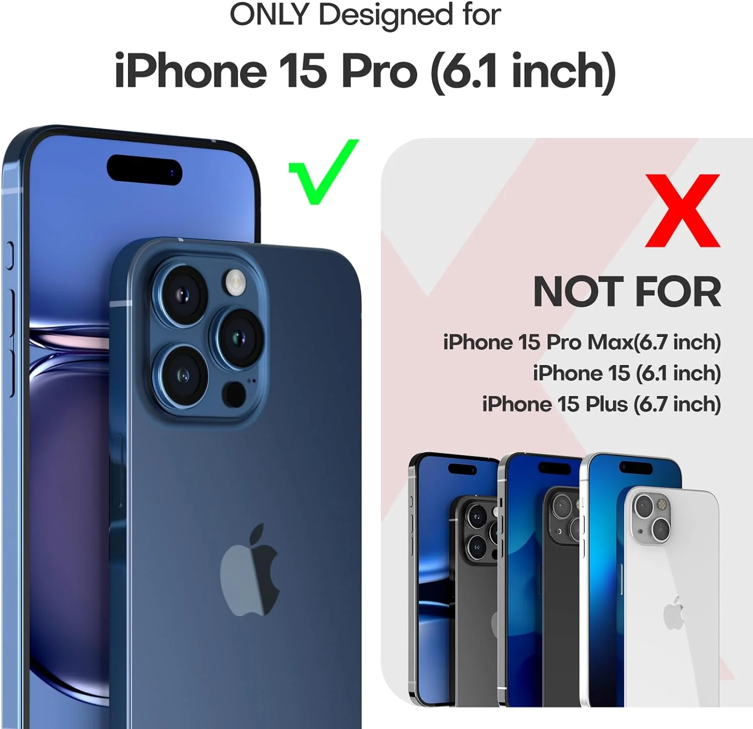TAURI 5 in 1 for iPhone 15 Pro Case Clear, [Not-Yellowing] with 2X Screen Protector + 2X Camera Lens Protector, [15 FT Military Grade Protection] Slim Shockproof Case for iPhone 15 Pro 6.1 Inch - Image 6
