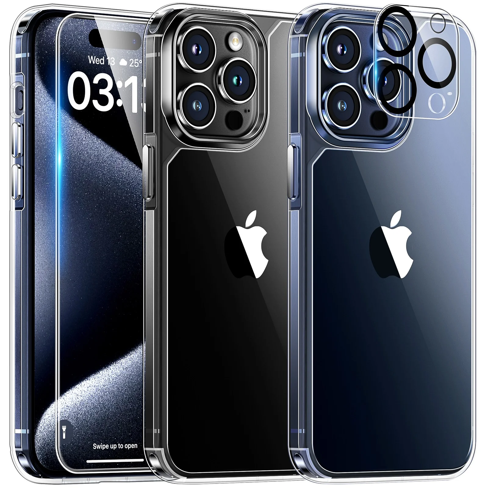 TAURI 5 in 1 for iPhone 15 Pro Case Clear, [Not-Yellowing] with 2X Screen Protector + 2X Camera Lens Protector, [15 FT Military Grade Protection] Slim Shockproof Case for iPhone 15 Pro 6.1 Inch - Image 7