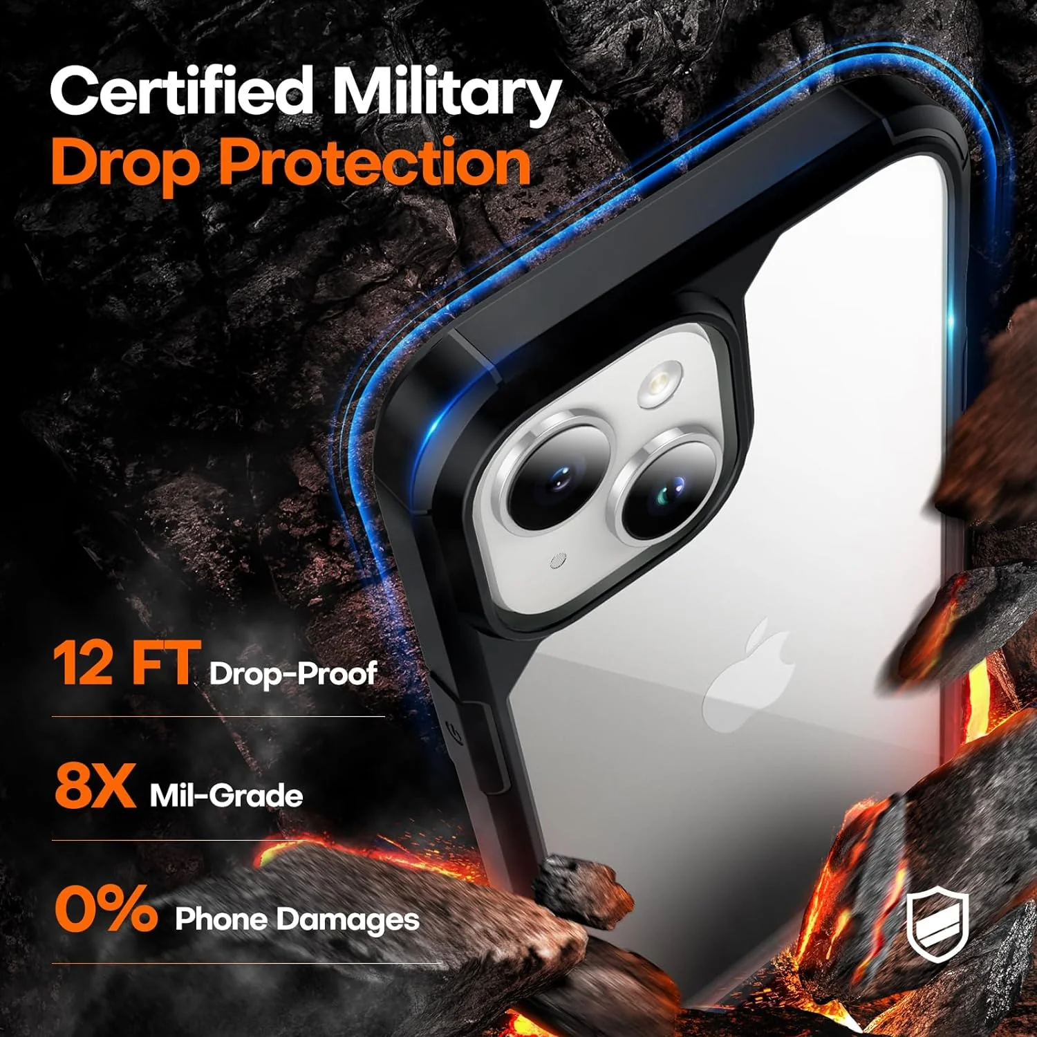 TAURI 5 in 1 for iPhone 15 Case, [Not-Yellowing] with 2X Screen Protectors + 2X Camera Lens Protectors, [Military Grade Drop Protection] Shockproof Slim Phone Case for iPhone 15, Black - Image 4