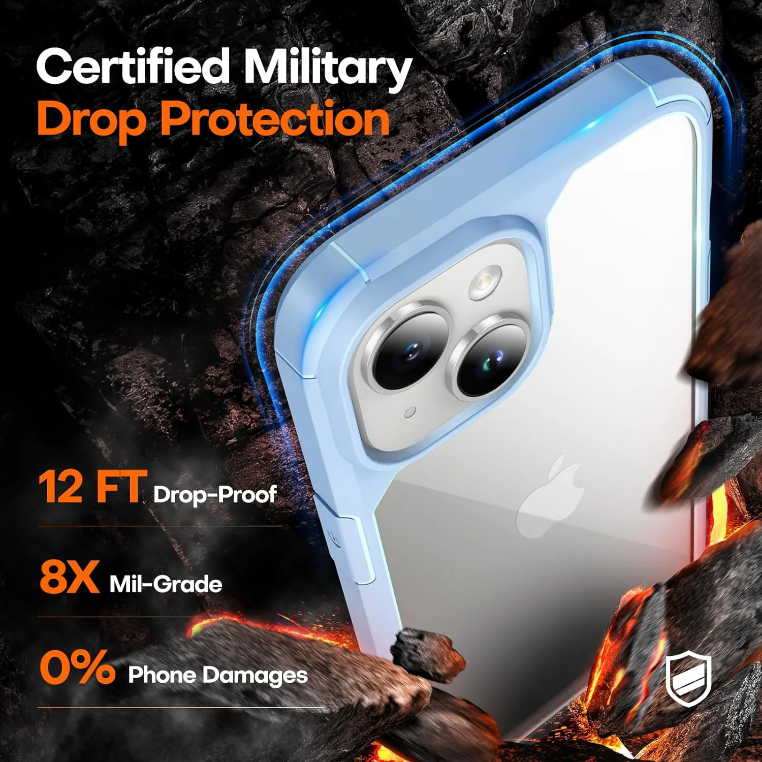 TAURI 5 in 1 for iPhone 15 Case, [Not-Yellowing] with 2X Screen Protectors + 2X Camera Lens Protectors, [Military Grade Drop Protection] Shockproof Slim Phone Case for iPhone 15, Light Blue - Image 4