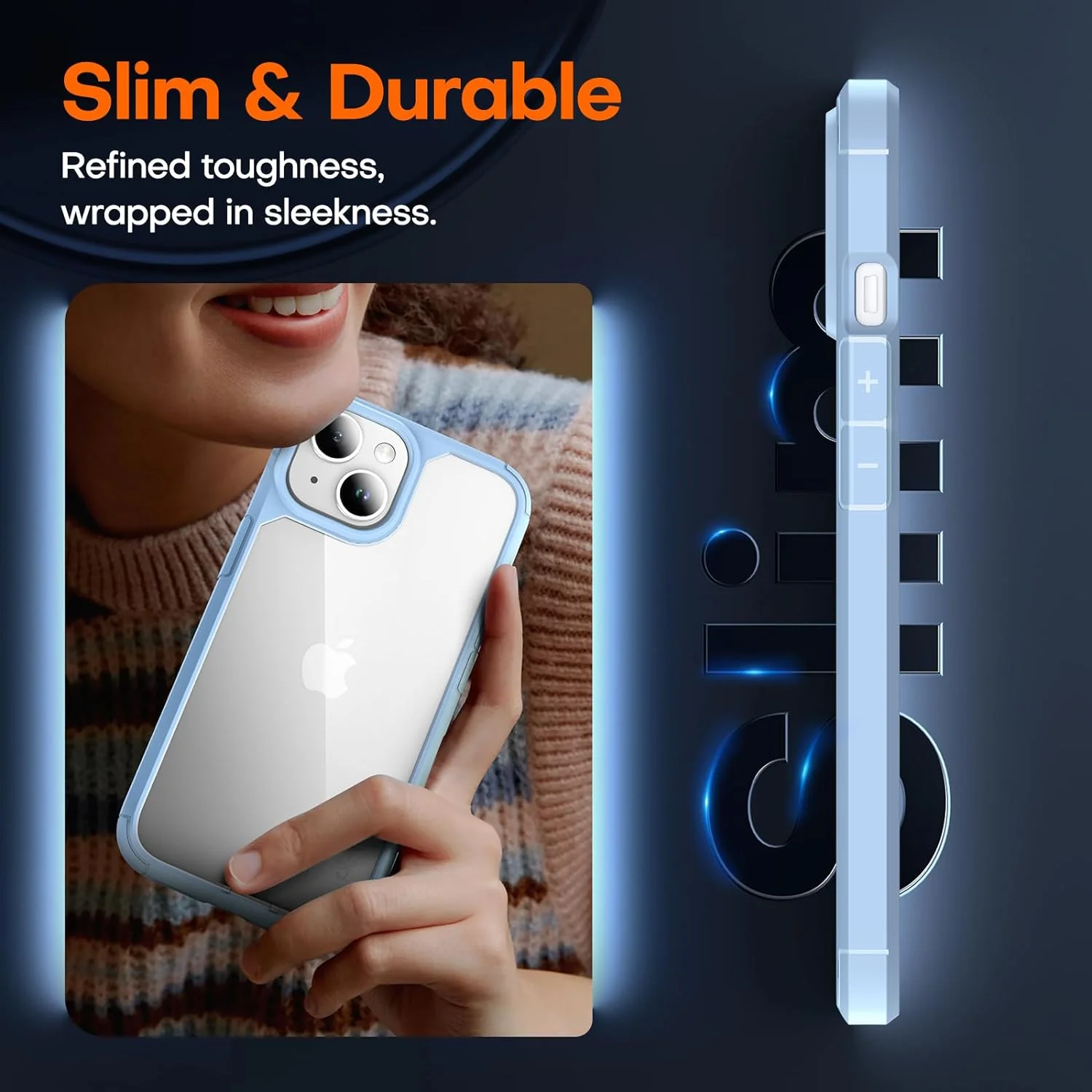 TAURI 5 in 1 for iPhone 15 Case, [Not-Yellowing] with 2X Screen Protectors + 2X Camera Lens Protectors, [Military Grade Drop Protection] Shockproof Slim Phone Case for iPhone 15, Light Blue - Image 6