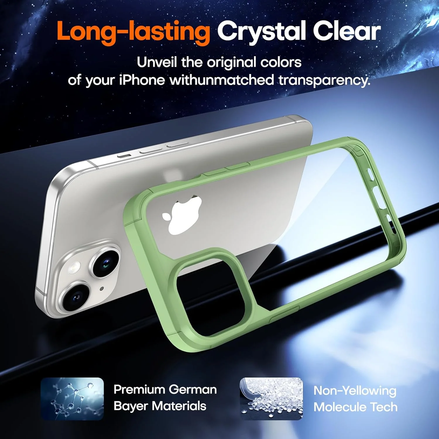 TAURI 5 in 1 for iPhone 15 Case, [Not-Yellowing] with 2X Screen Protectors + 2X Camera Lens Protectors, [Military Grade Drop Protection] Shockproof Slim Phone Case for iPhone 15, Light Green - Image 5