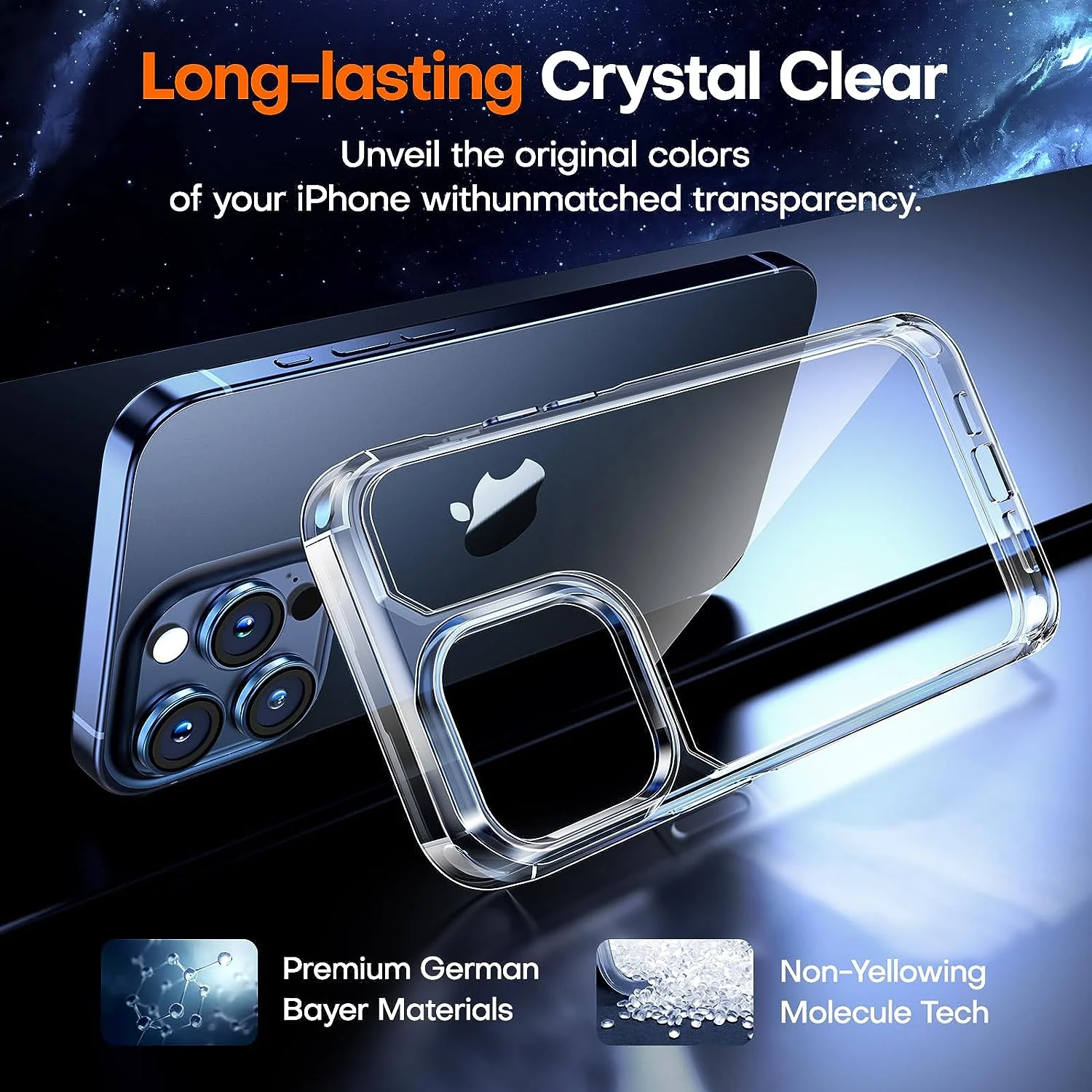 TAURI 5 in 1 for iPhone 15 Pro Max Case Crystal Clear, [Not-Yellowing & Military Drop Defense] with 2X Tempered Glass Screen Protector + 2X Camera Lens Protector, Slim Shockproof Phone Case 6.7 inch - Image 5