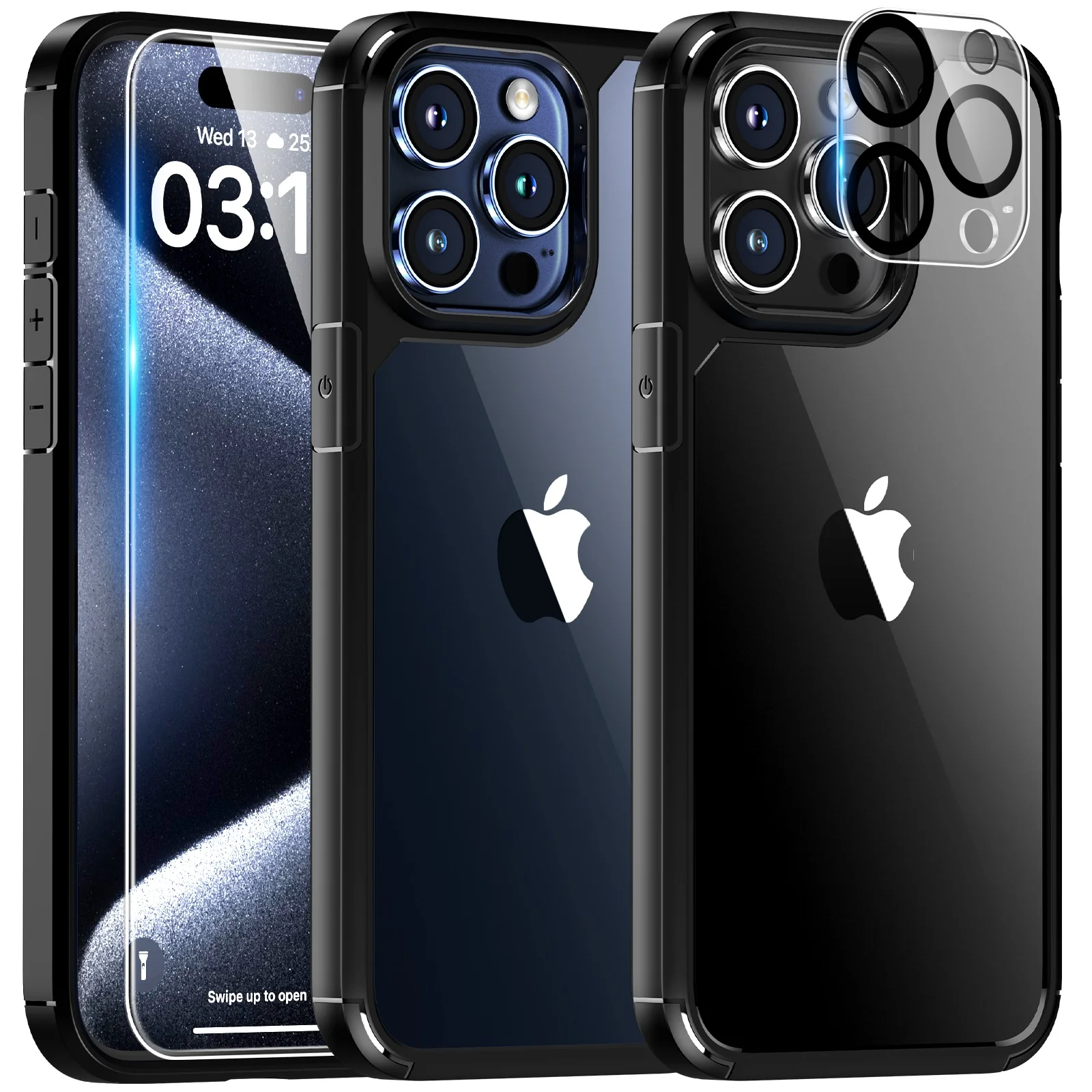 TAURI 5 in 1 for iPhone 15 Pro Max Case Crystal Clear, [Not-Yellowing & Military Drop Defense] with 2X Tempered Glass Screen Protector + 2X Camera Lens Protector, Slim Shockproof Phone Case 6.7 inch - Image 7