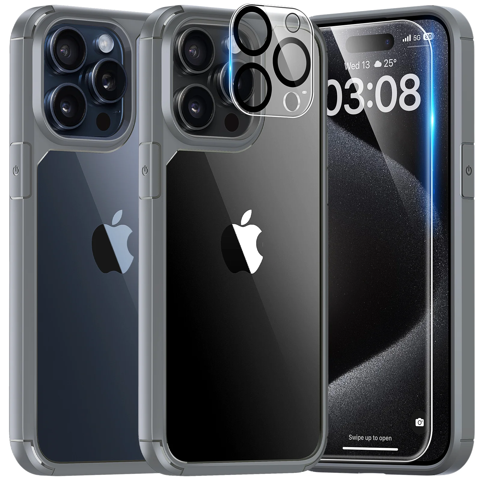 TAURI 5 in 1 for iPhone 15 Pro Max Case Crystal Clear, [Not-Yellowing & Military Drop Defense] with 2X Tempered Glass Screen Protector + 2X Camera Lens Protector, Slim Shockproof Phone Case 6.7 inch - Image 9