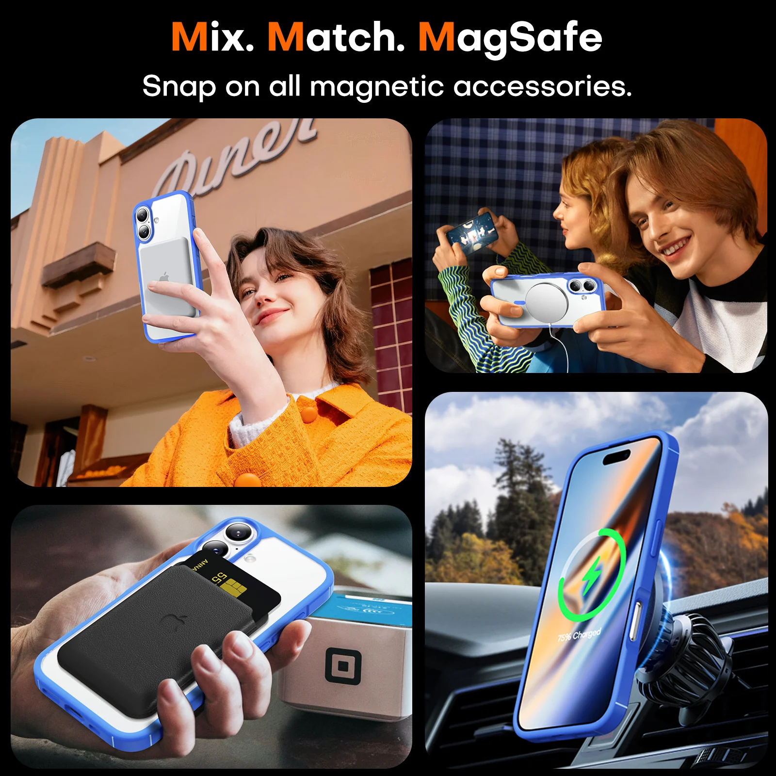 TAURI 5 in 1 for iPhone 16 Case, Compatible with MagSafe [Anti-Yellowing] with 2X Screen Protector + 2X Camera Lens Protector, Military-Grade Protection, Magnetic Phone Case for iPhone 16 6.1", Blue - Image 6