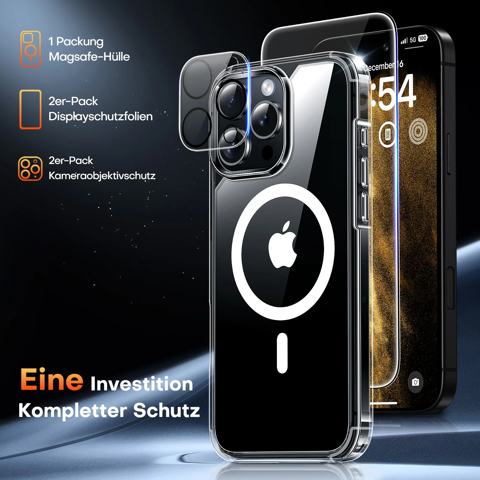 TAURI 5 in 1 for iPhone 16 Pro Max Case, Compatible with MagSafe [Not-Yellowing] with 2X Screen Protector + 2X Camera Lens Protector, Military-Grade Protection, Magnetic Case for 16 ProMax 6.9", Black - Image 6