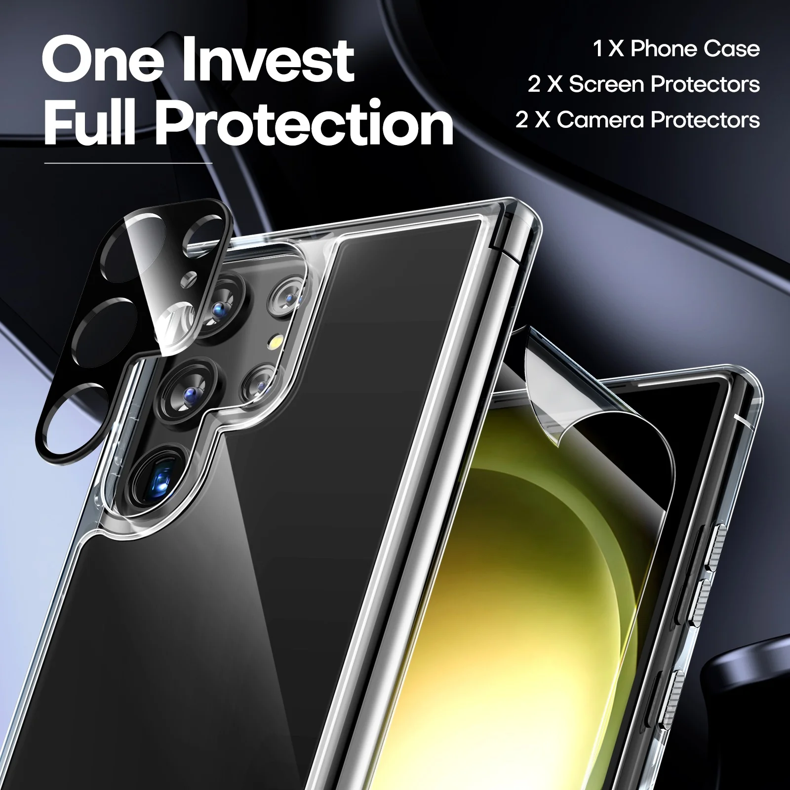 TAURI 5-in-1 for Samsung Galaxy S23 Ultra Case Clear, [Not Yellowing] with 2 TPU Film Screen Protector + 2 Camera Lens Protector, [Military Grade Drop Protection] Shockproof Slim for S23 Ultra Case - Image 4