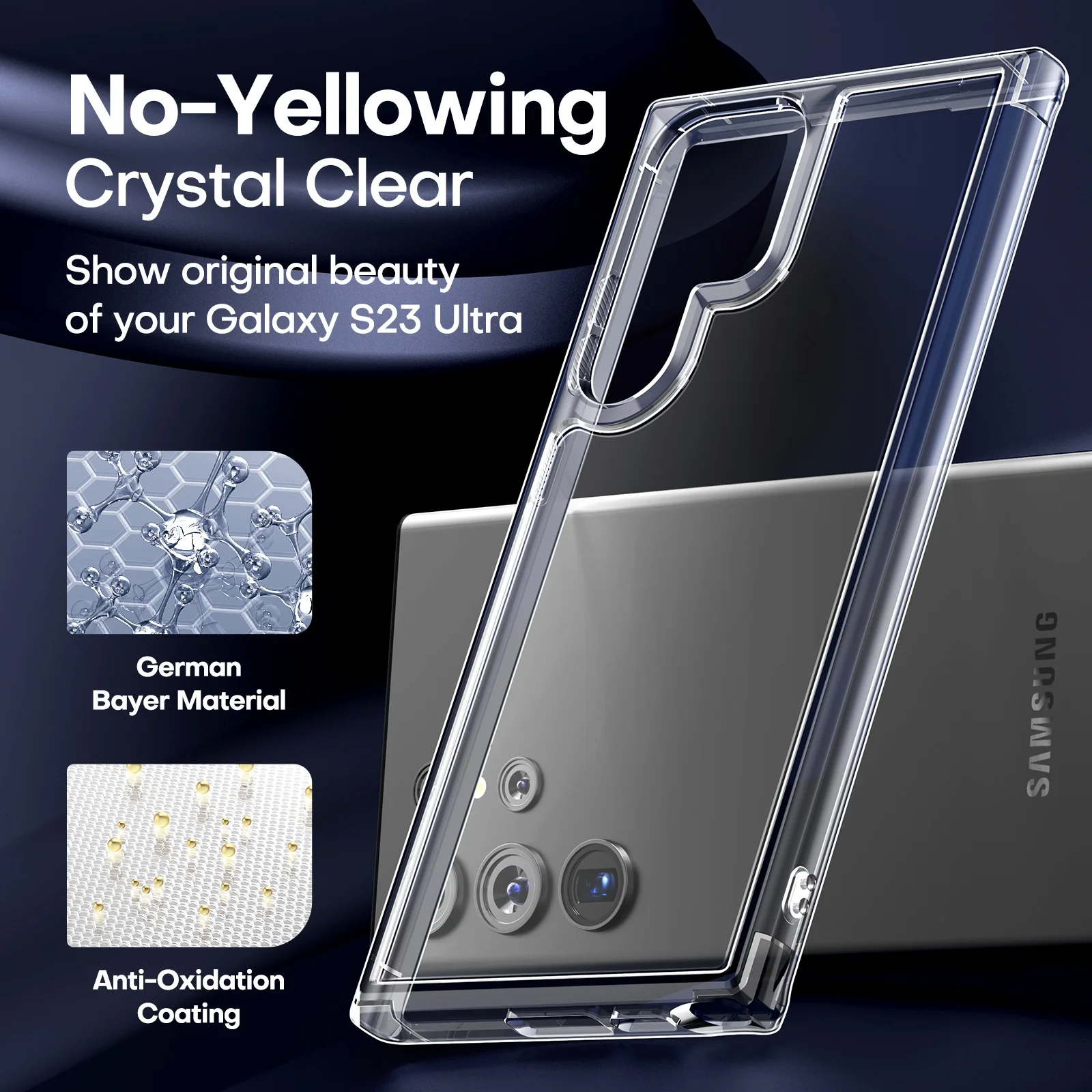 TAURI 5-in-1 for Samsung Galaxy S23 Ultra Case Clear, [Not Yellowing] with 2 TPU Film Screen Protector + 2 Camera Lens Protector, [Military Grade Drop Protection] Shockproof Slim for S23 Ultra Case - Image 6
