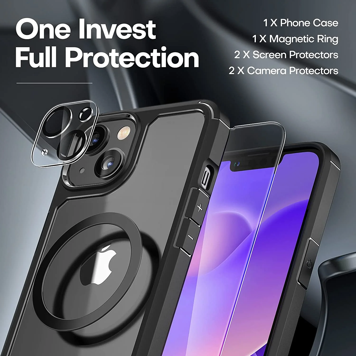TAURI [5 in 1] for iPhone 14 Case, [Not Yellowing] with 2 Tempered Glass Screen Protector + 2 Camera Lens Protector [Military Drop Protection] Shockproof Slim Phone Case for iPhone 14 6.1 Inch-Black - Image 3