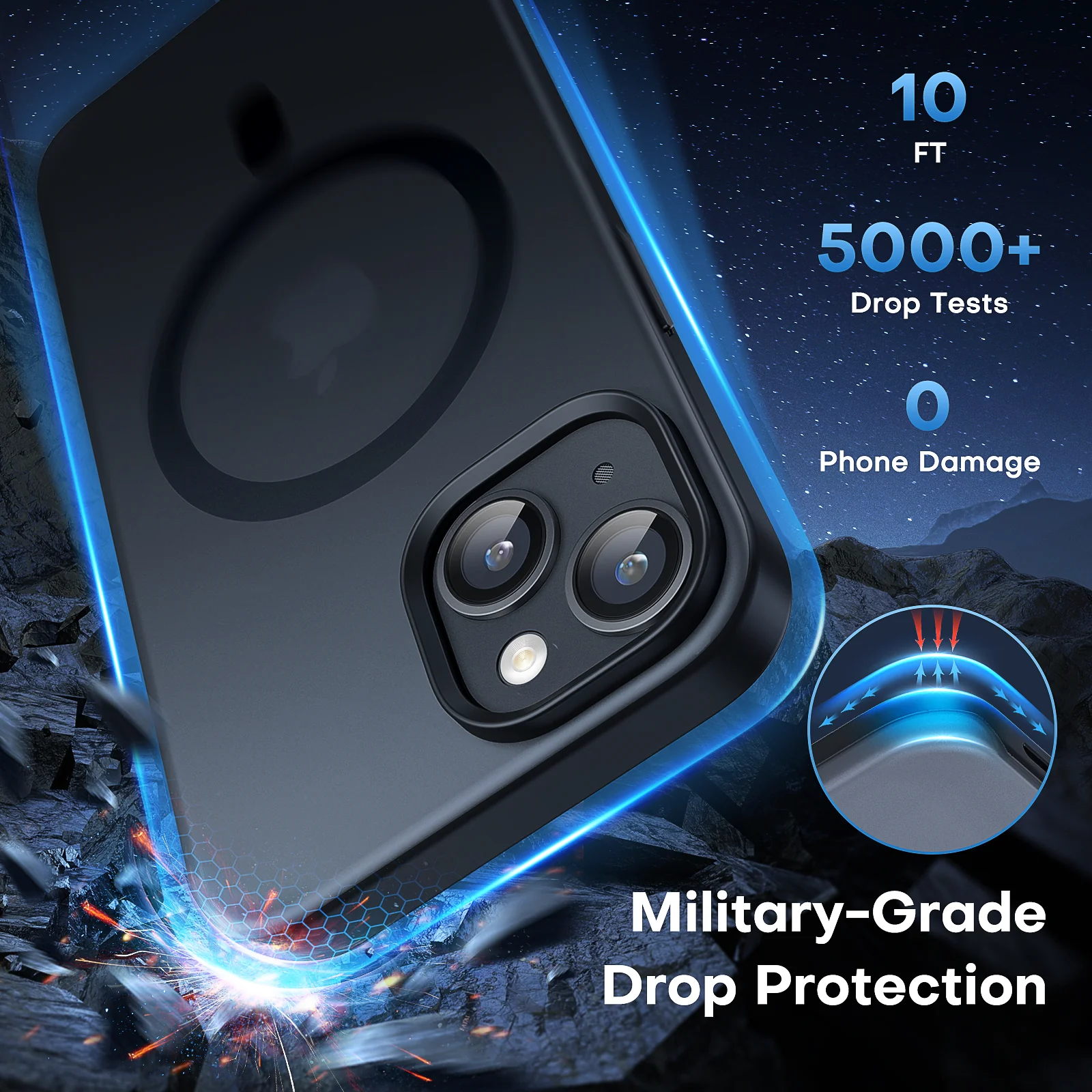 TAURI [5 in 1] Magnetic Case for iPhone 14 Plus [Military Grade Drop Protection] with 2X Screen Protector +2X Camera Lens Protector, Translucent Matte Slim Fit Compatible with Magsafe Case-Black - Image 4